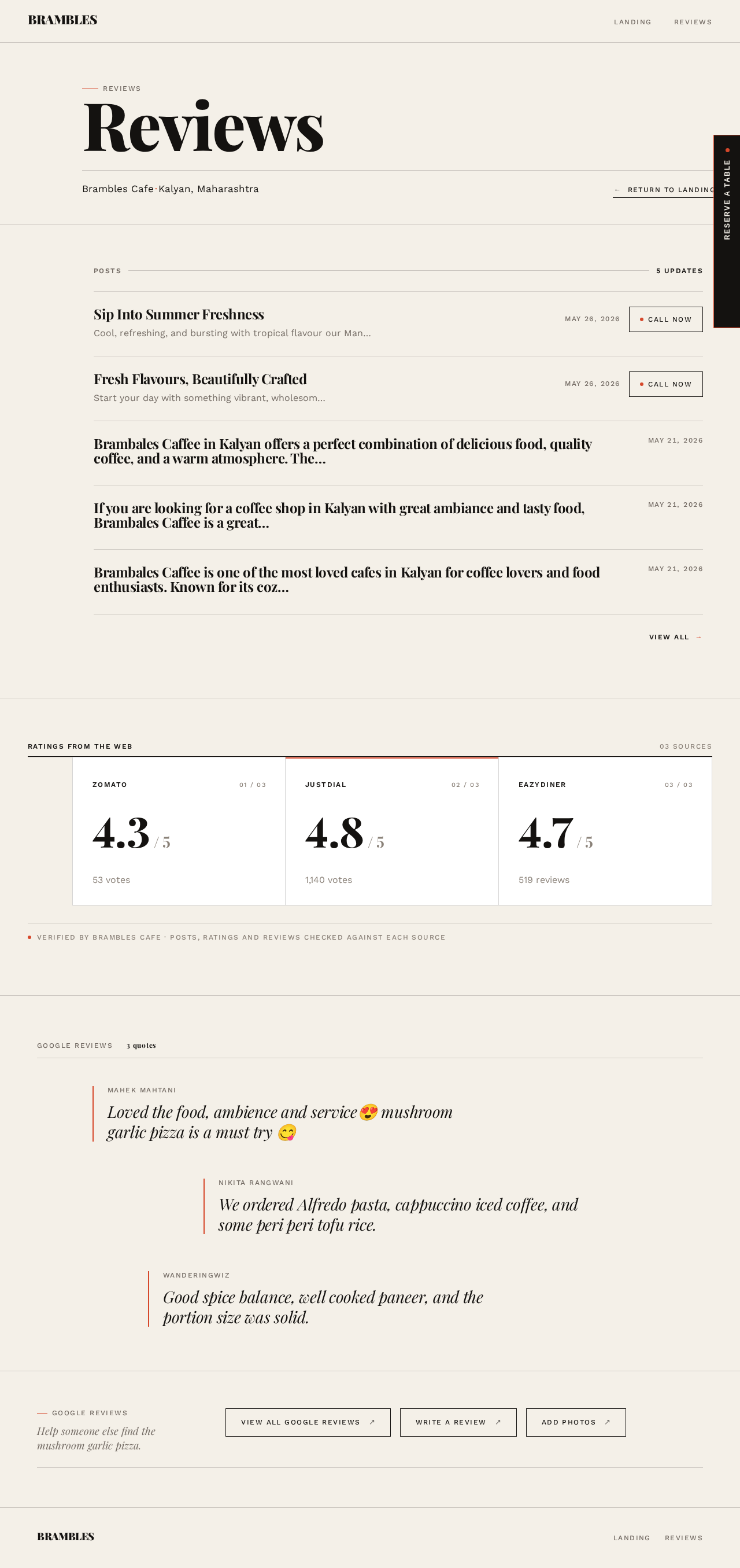 Reviews design preview