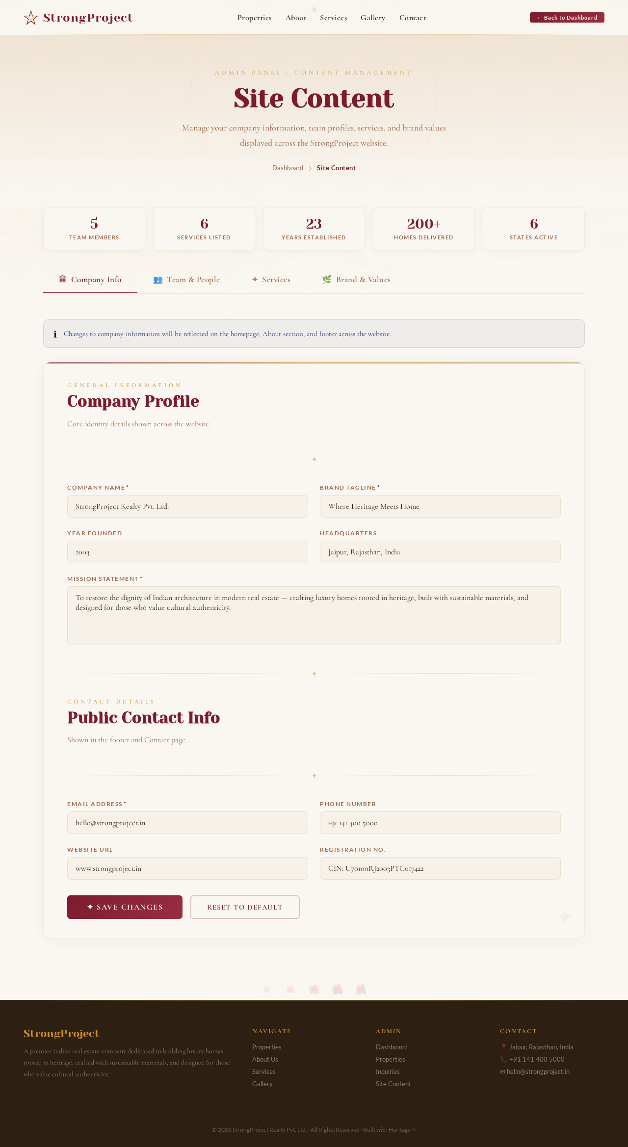 SiteContent design preview