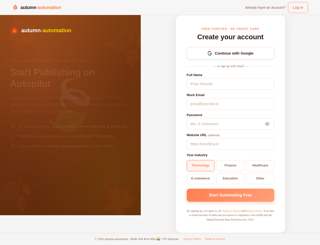 Signup design preview
