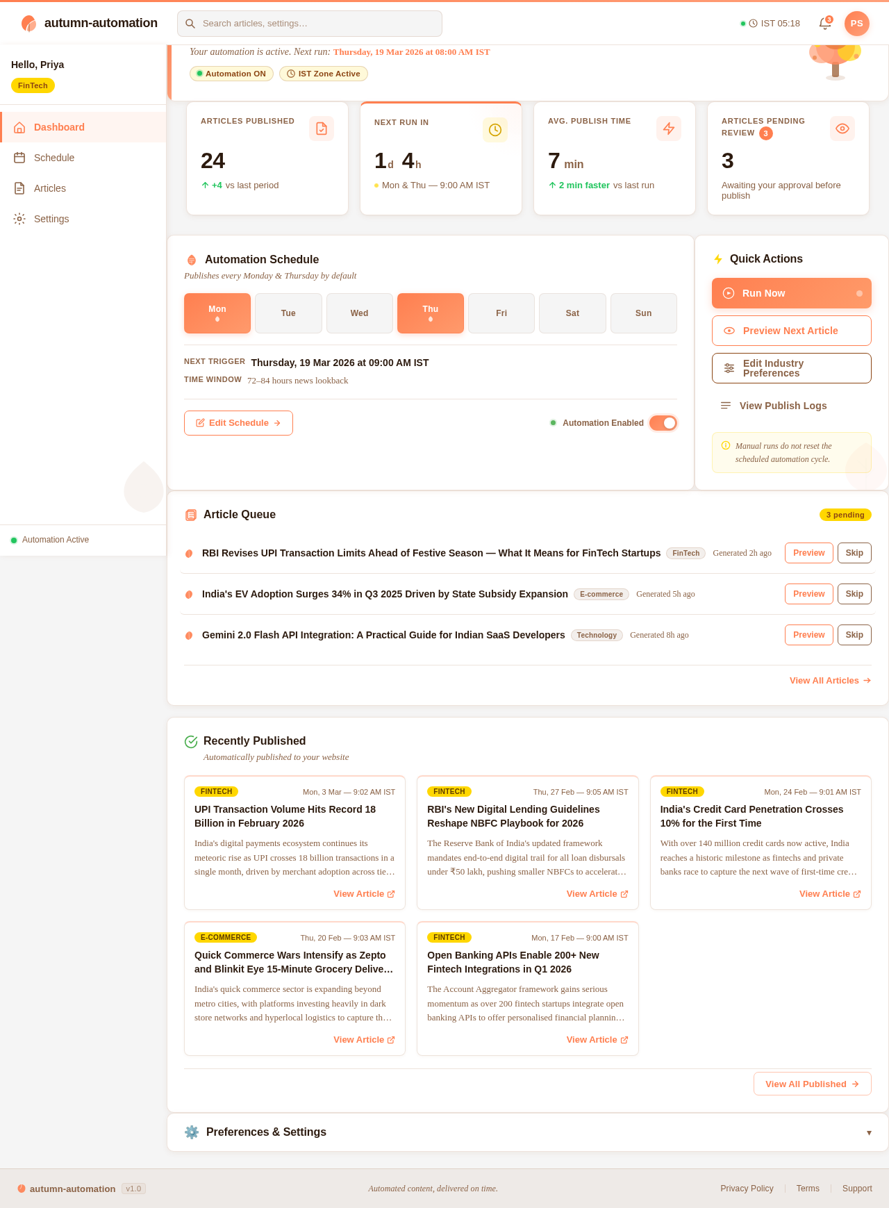 Dashboard design preview