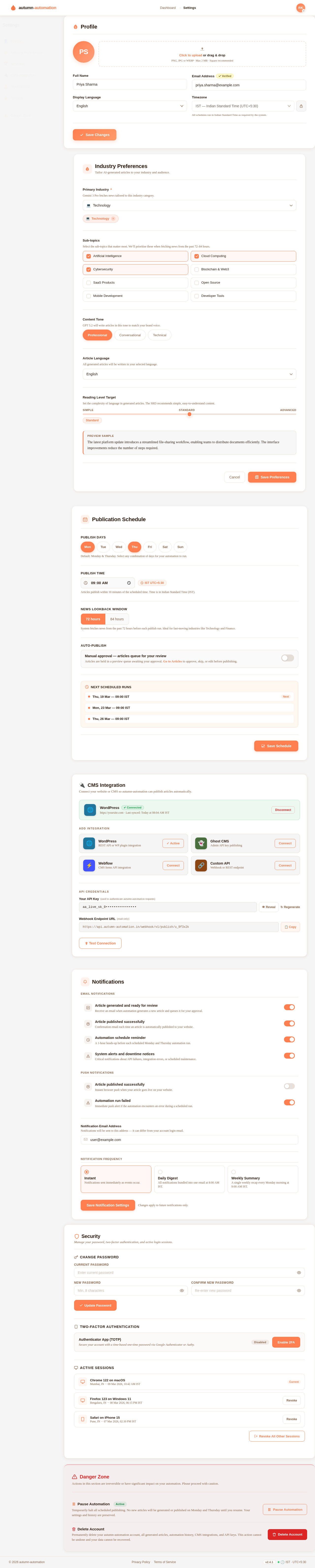 Settings design preview