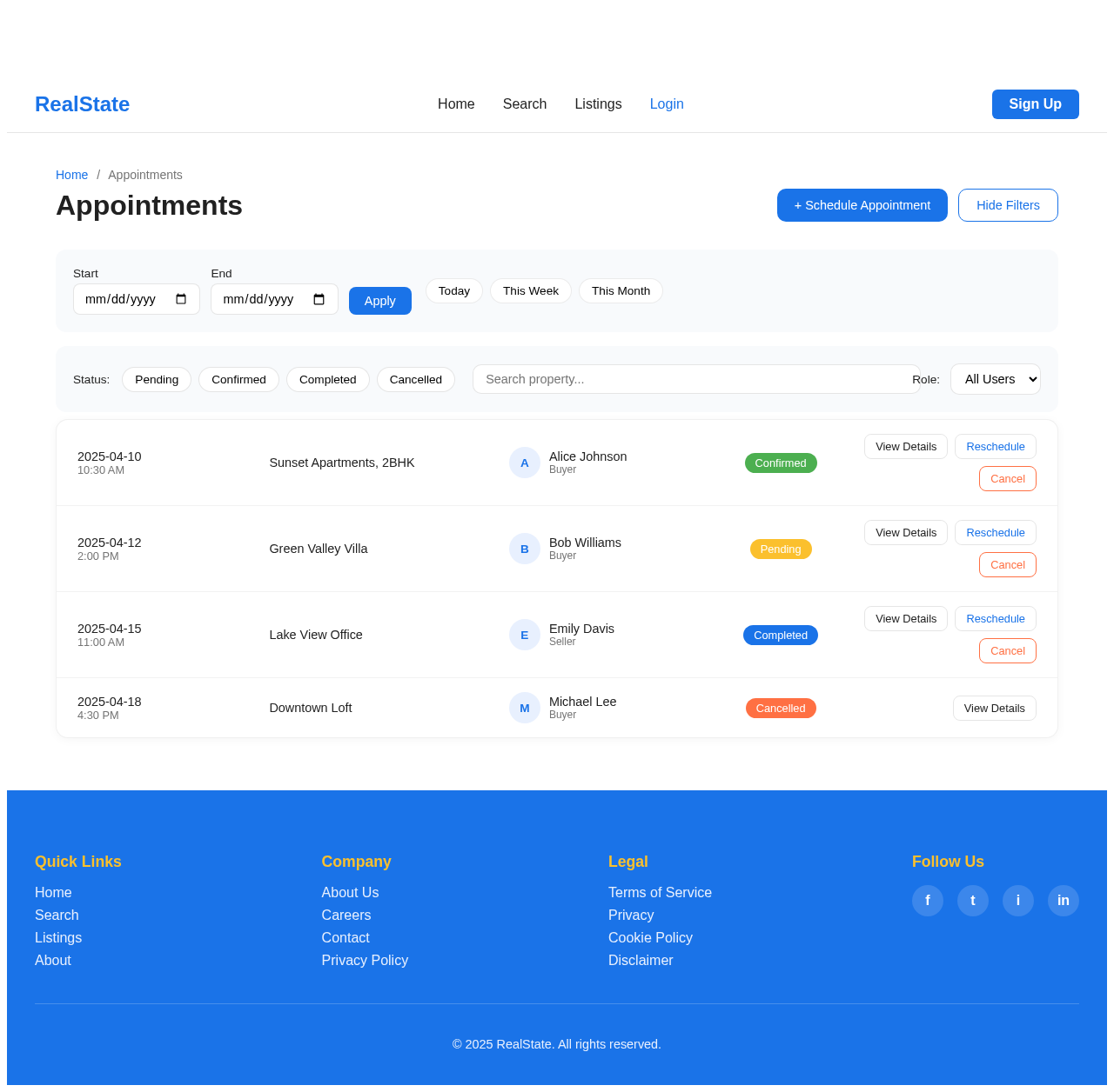 Appointments design preview