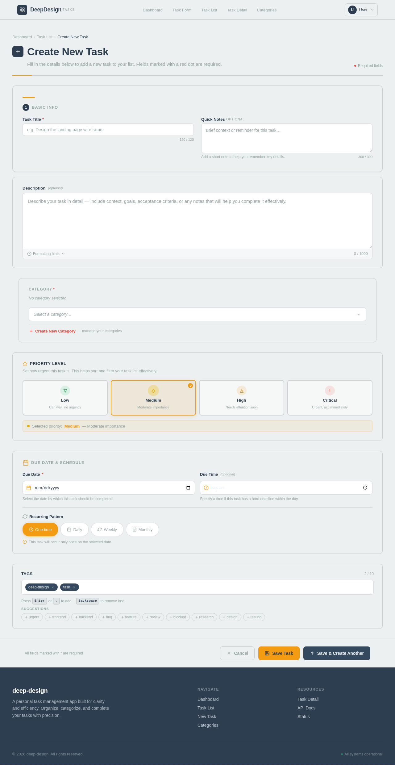 TaskForm design preview