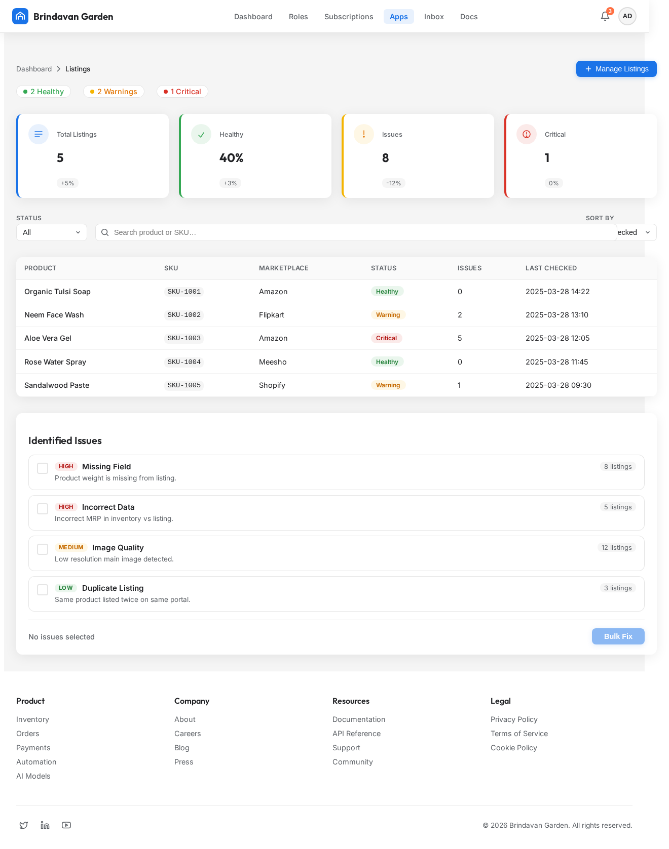 Listings design preview