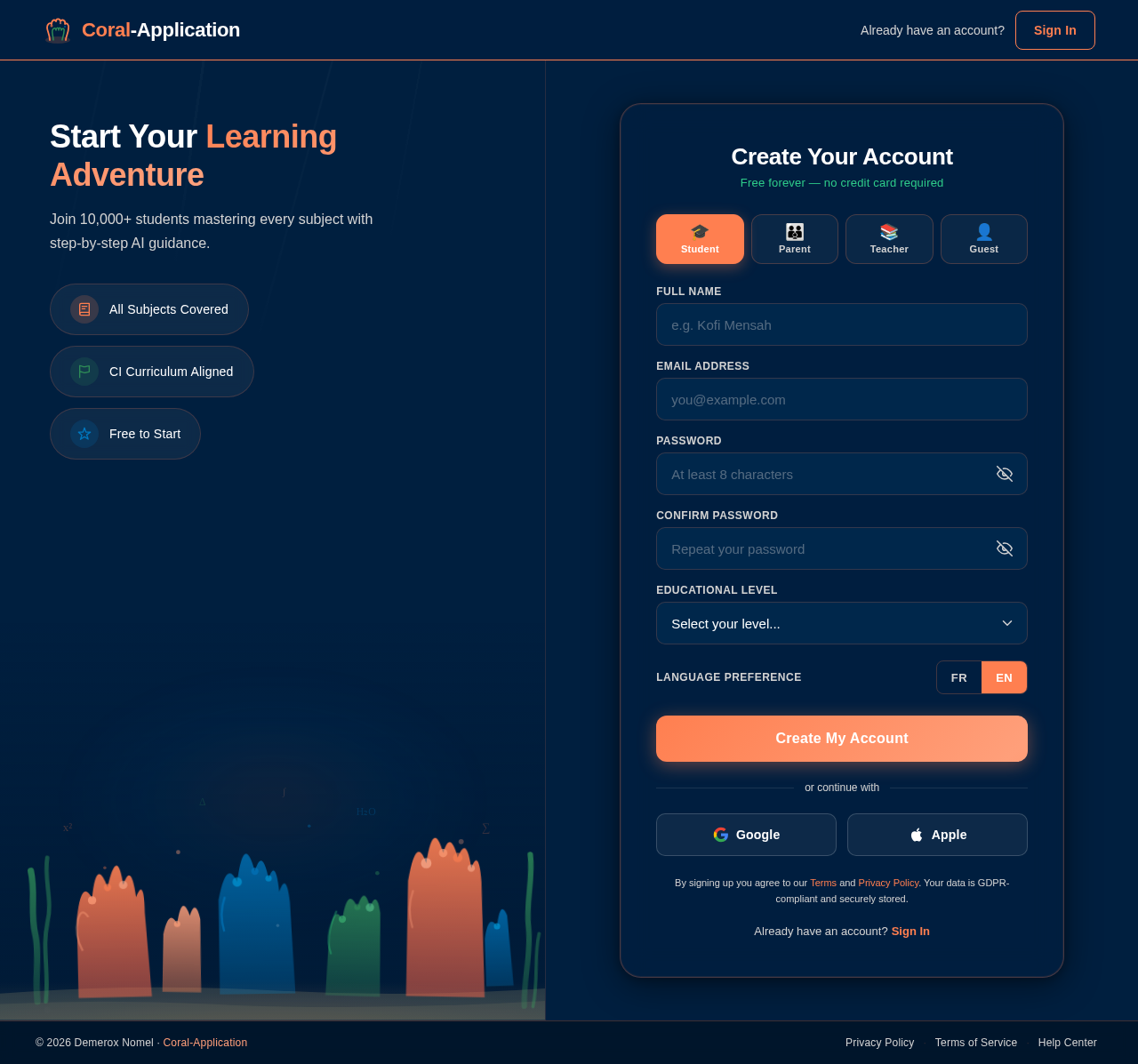 Signup design preview