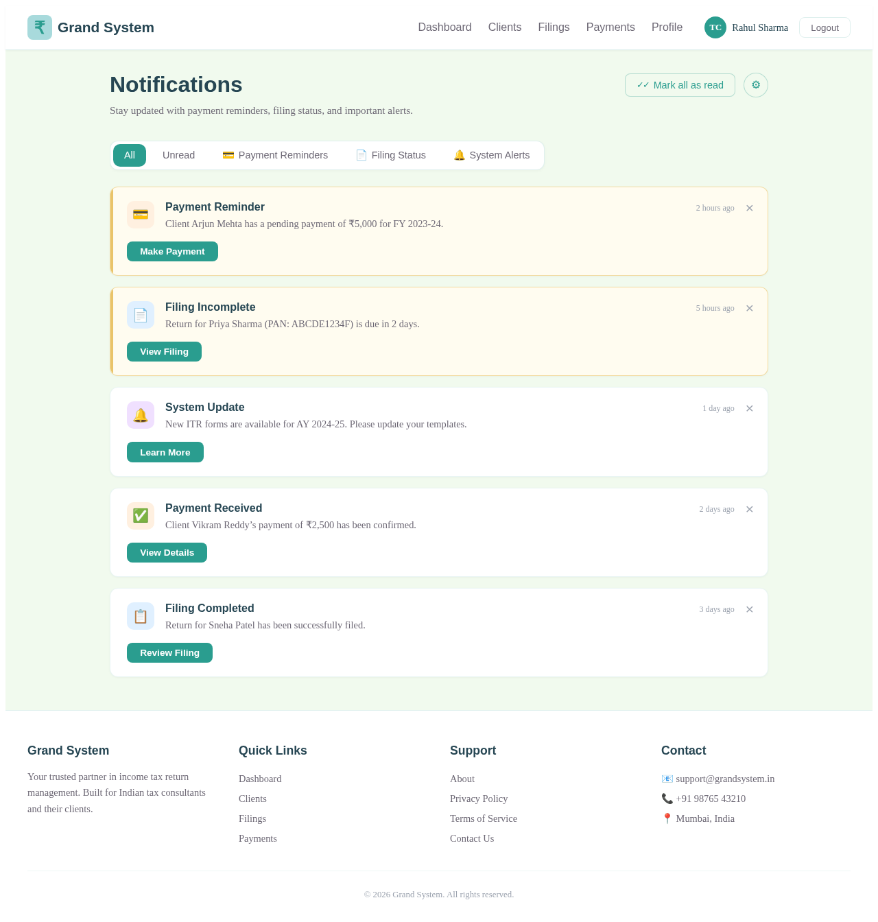 Notifications design preview