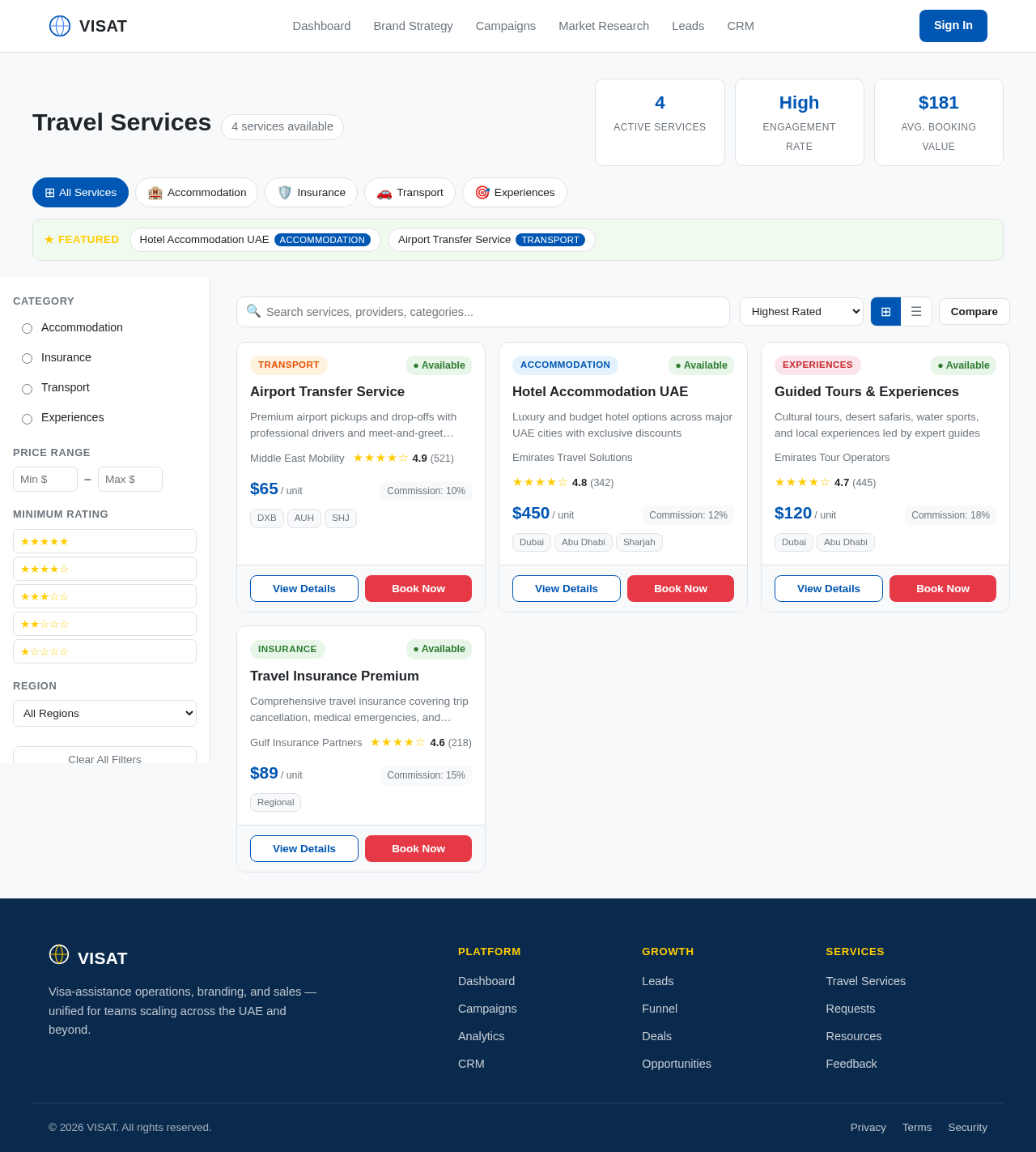 Travel Services design preview