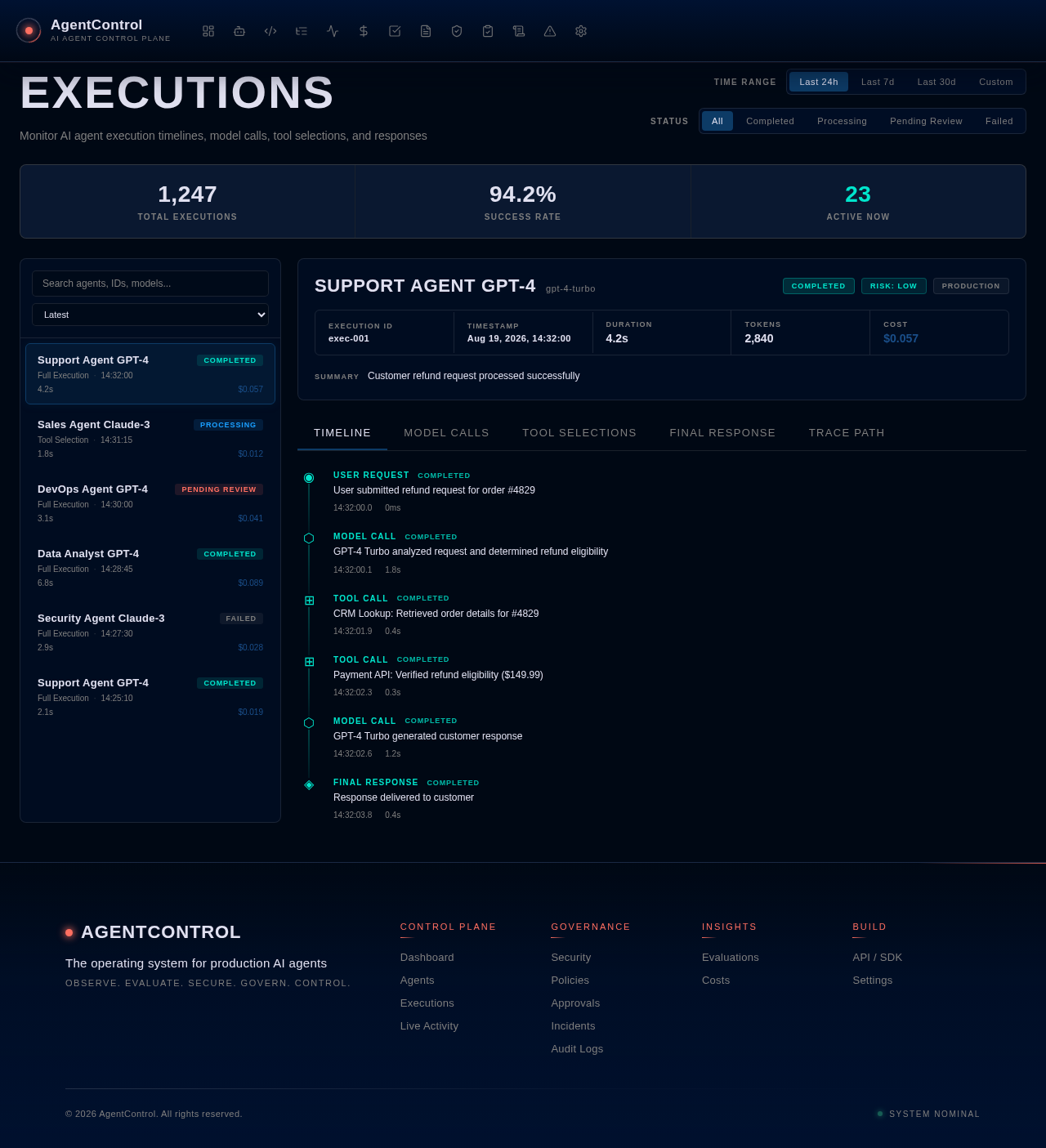 Executions design preview