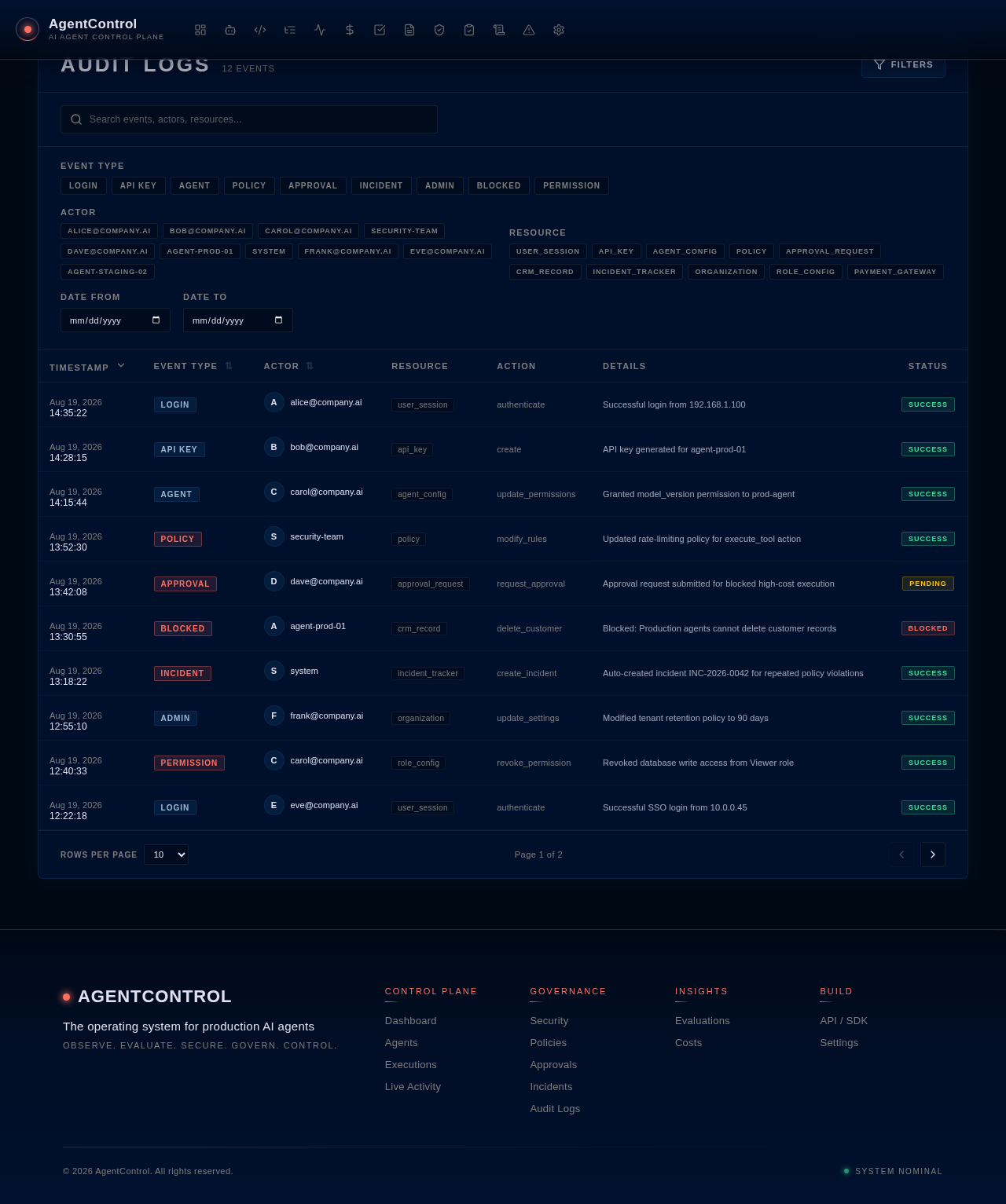 Audit Logs design preview