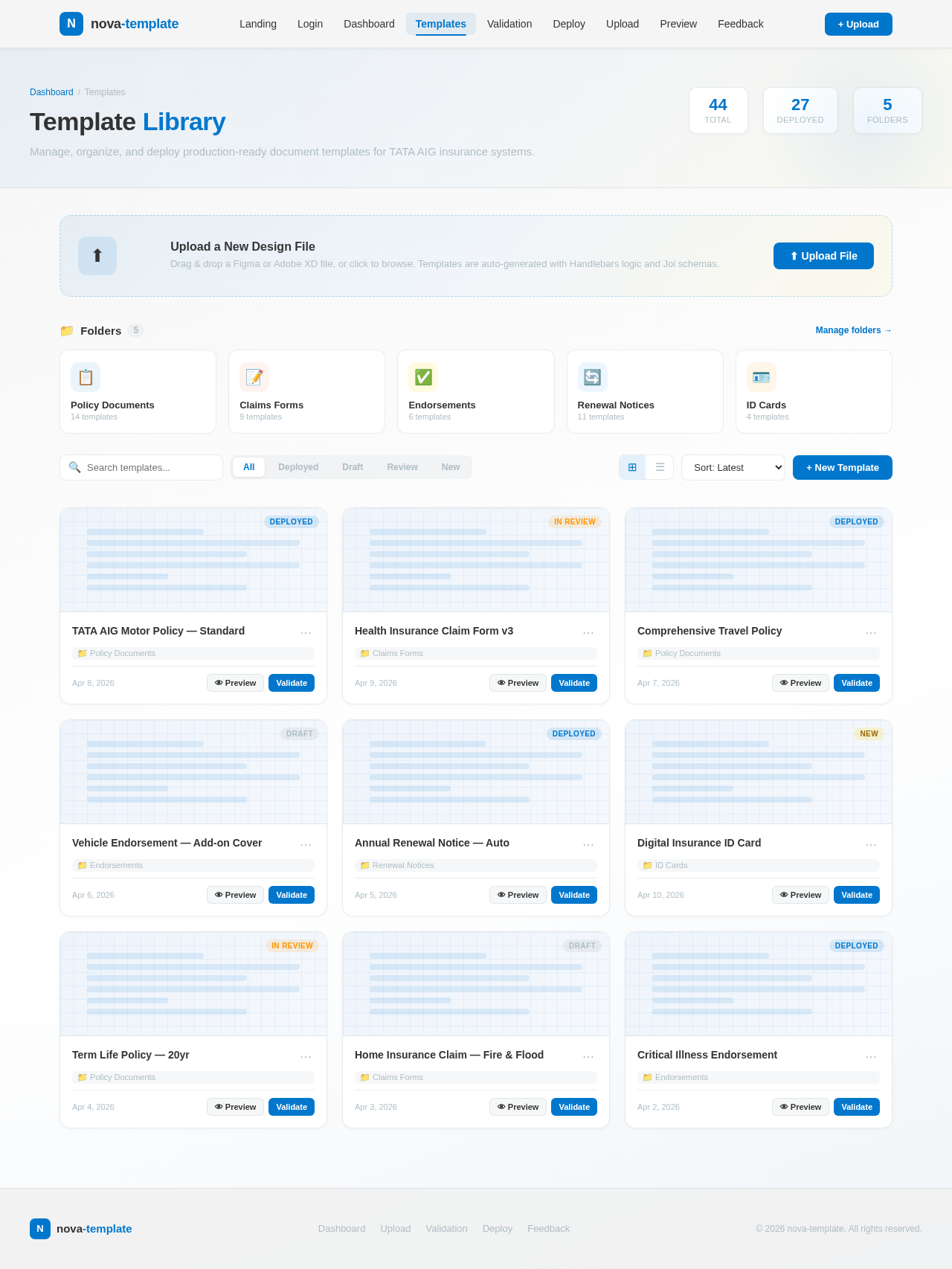 Templates design preview