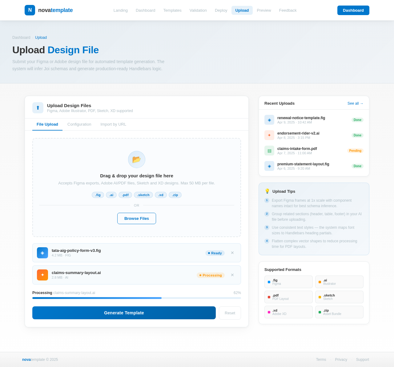 Upload design preview
