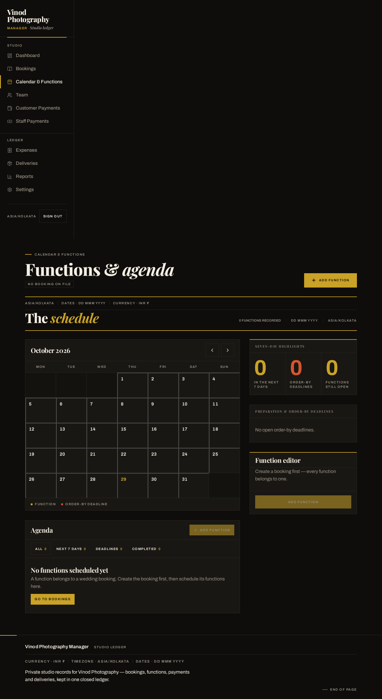 Calendar & Functions design preview