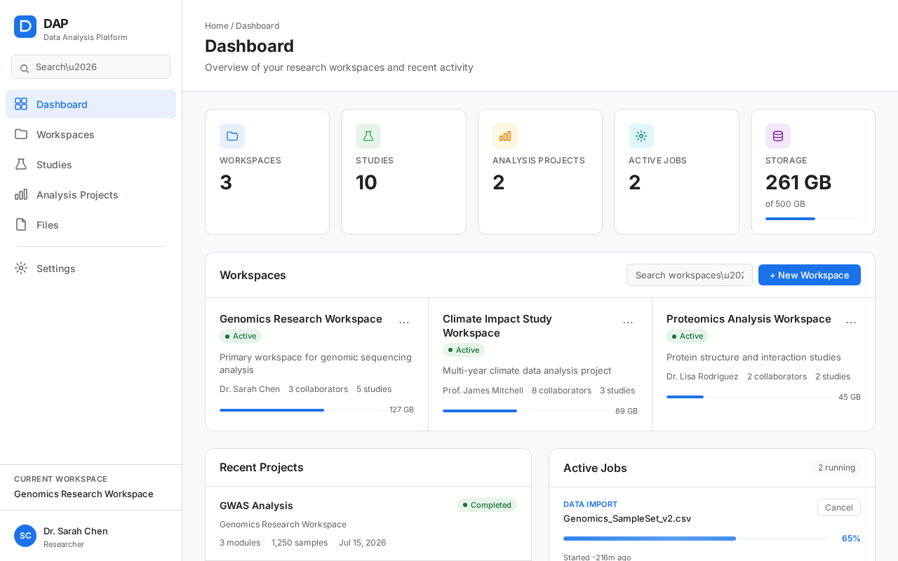 Main Web Interface design preview