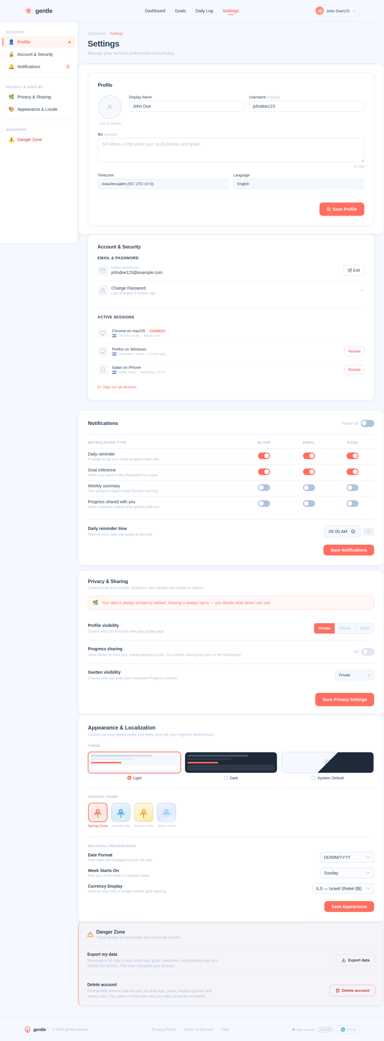 Settings design preview