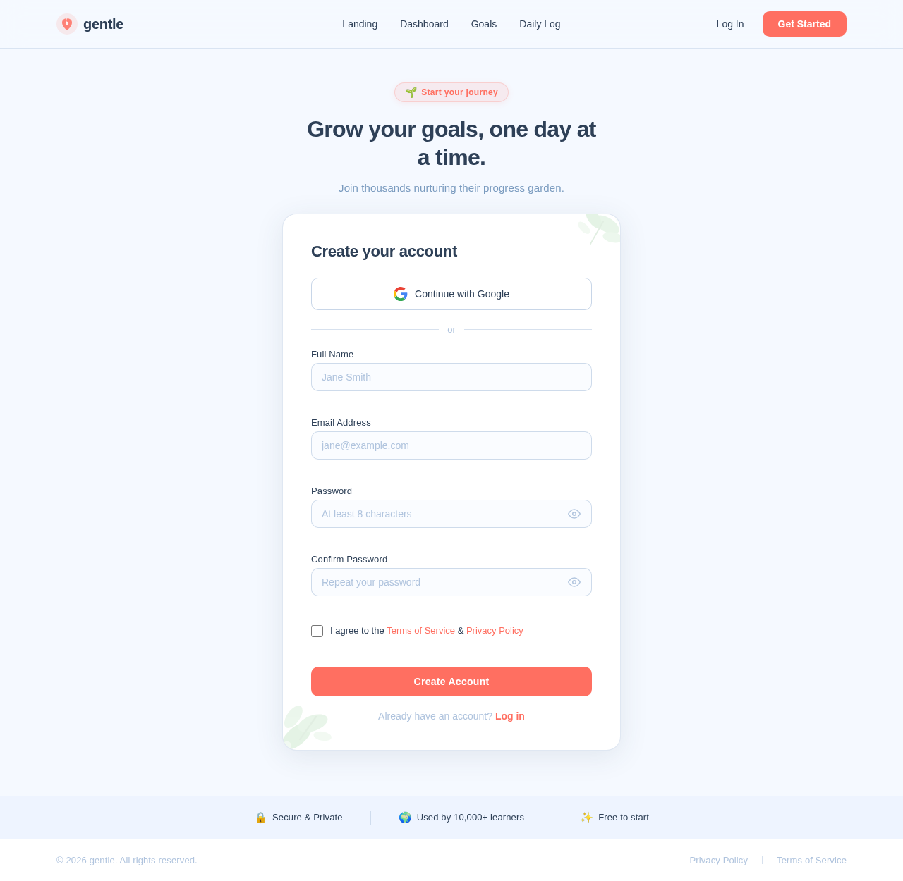 Signup design preview