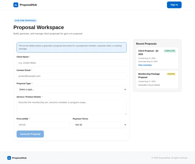Proposal Page