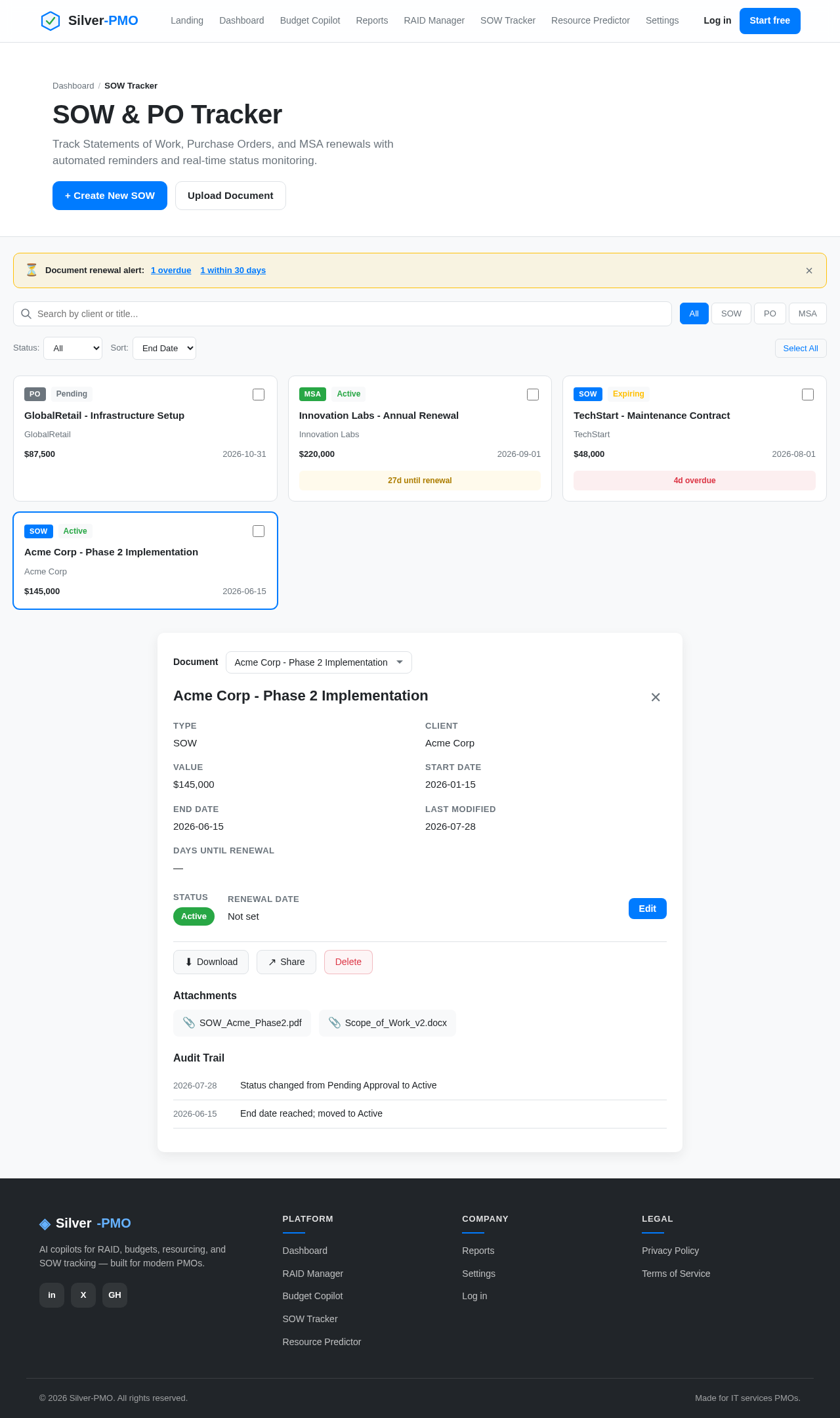 SOW Tracker design preview