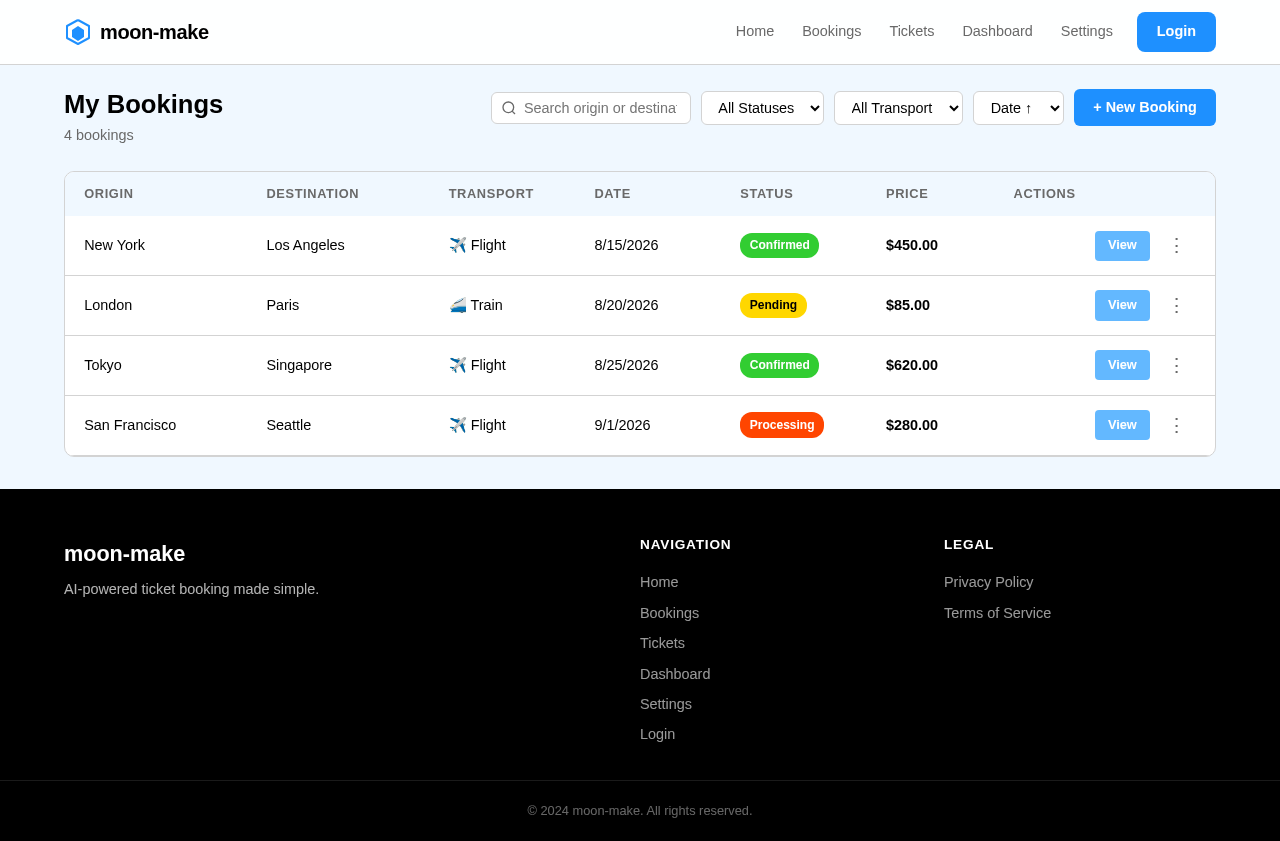 Bookings design preview