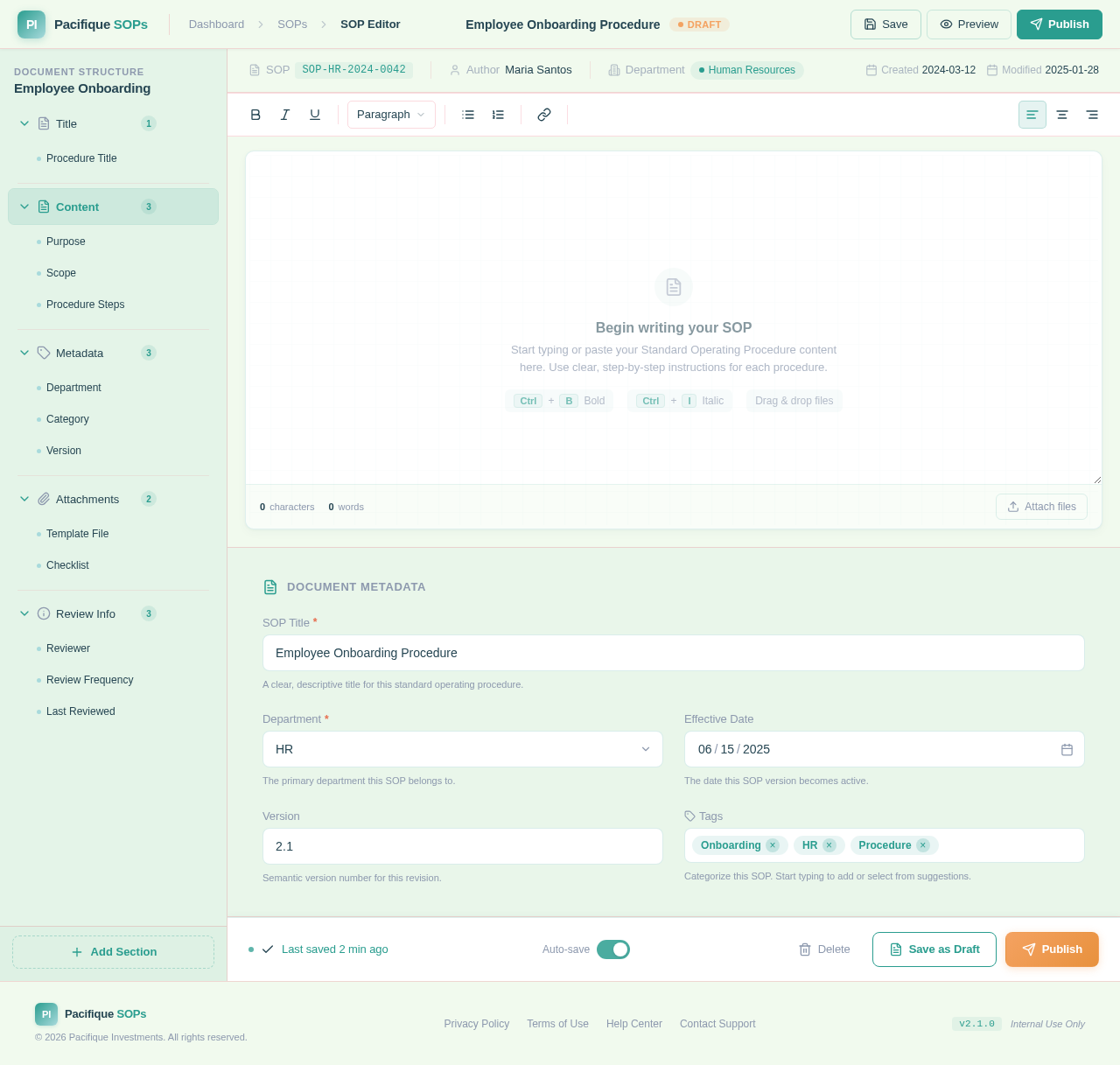 SOP Editor design preview