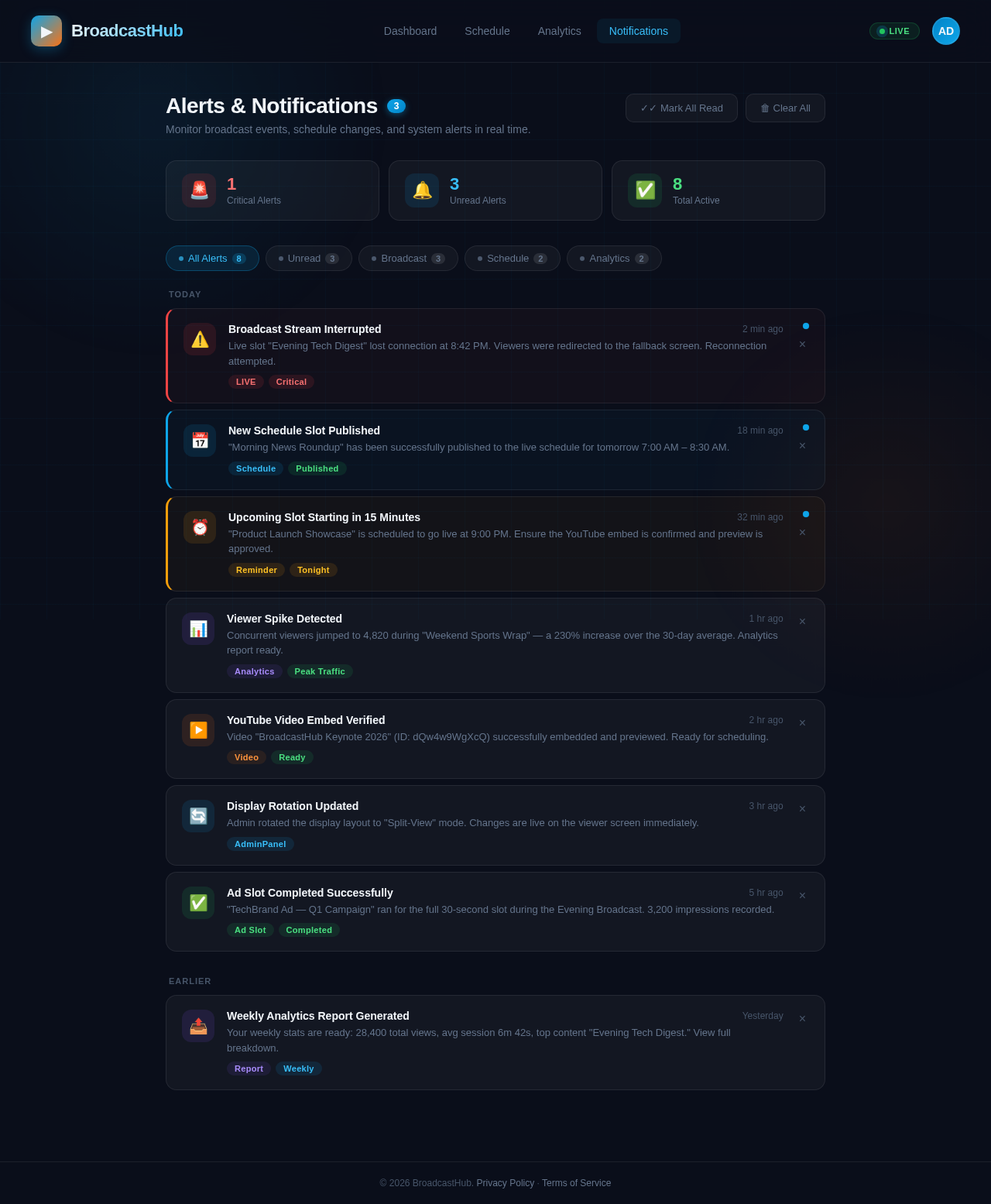 Notifications design preview