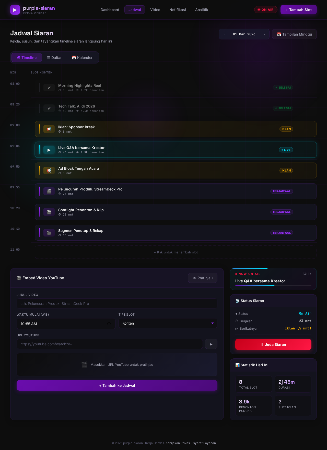 Schedule design preview