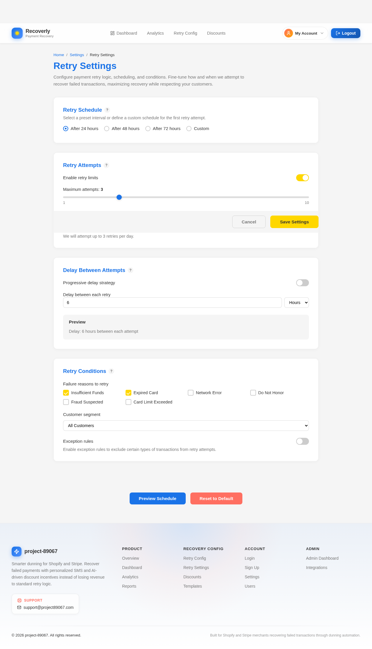 Retry Settings design preview