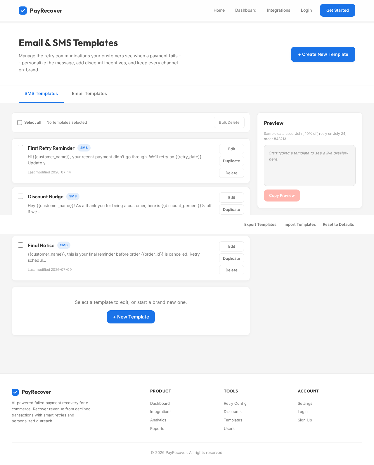 Templates design preview