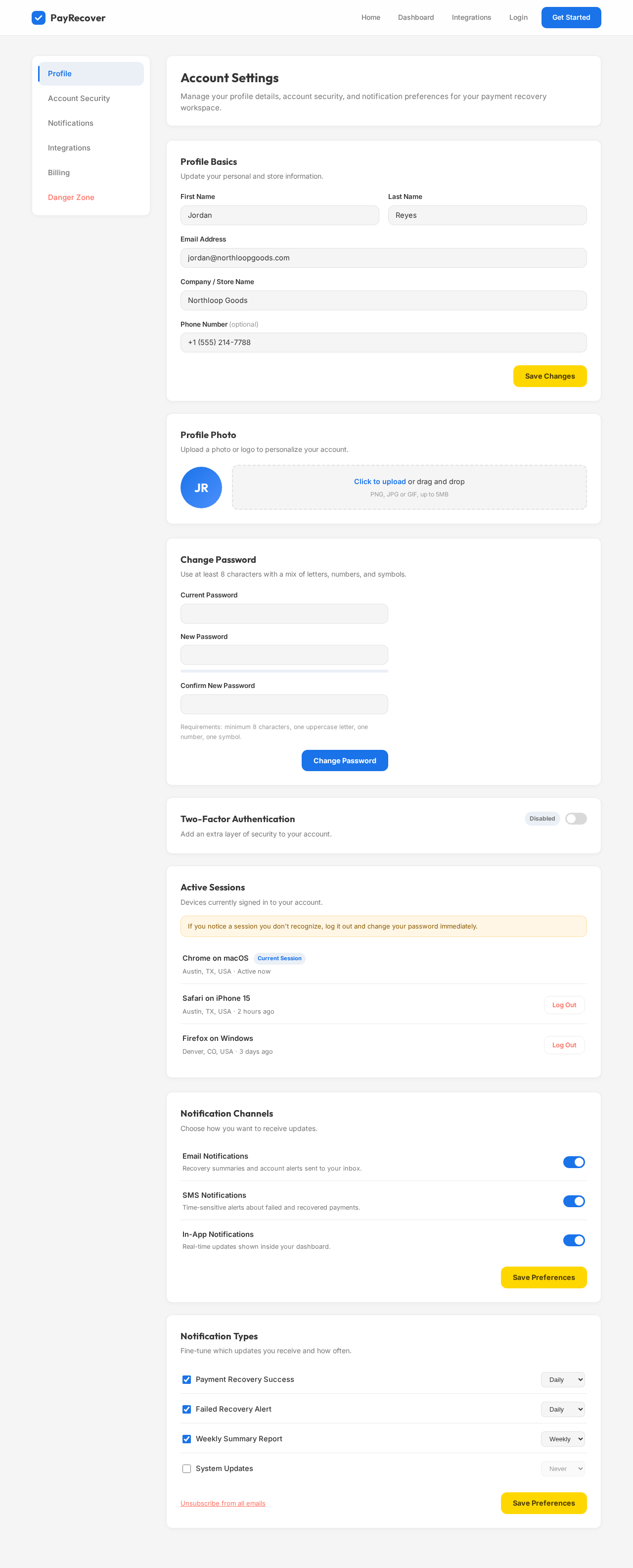Settings design preview
