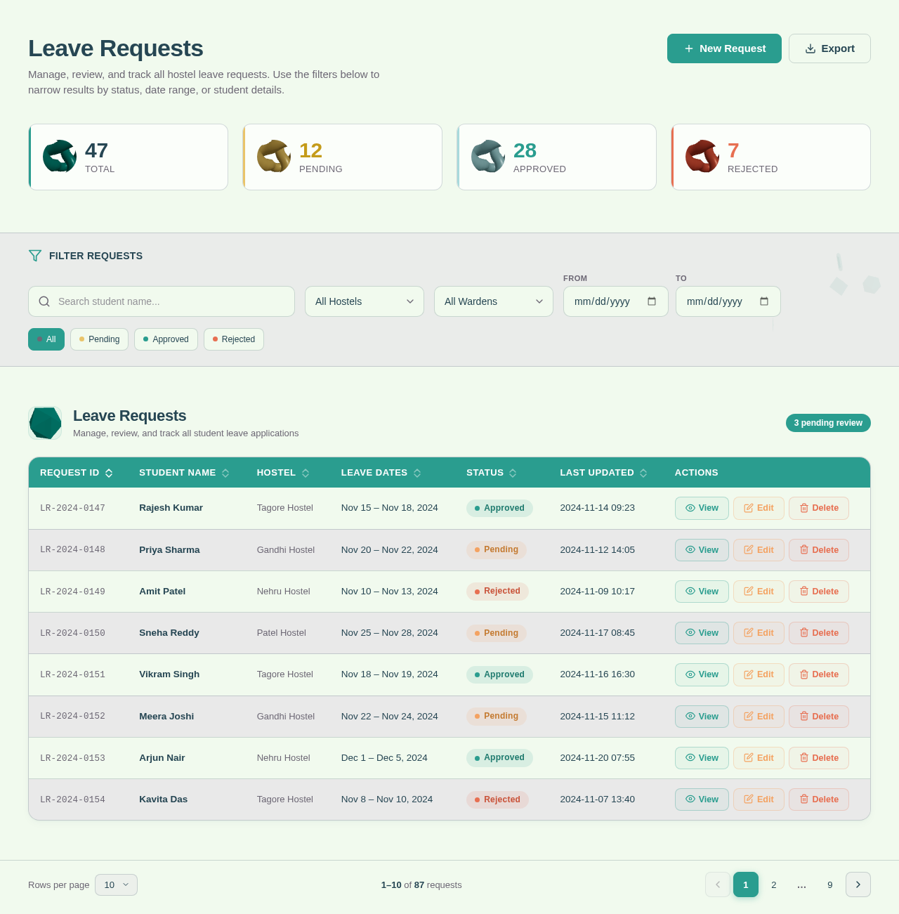 LeaveRequests design preview