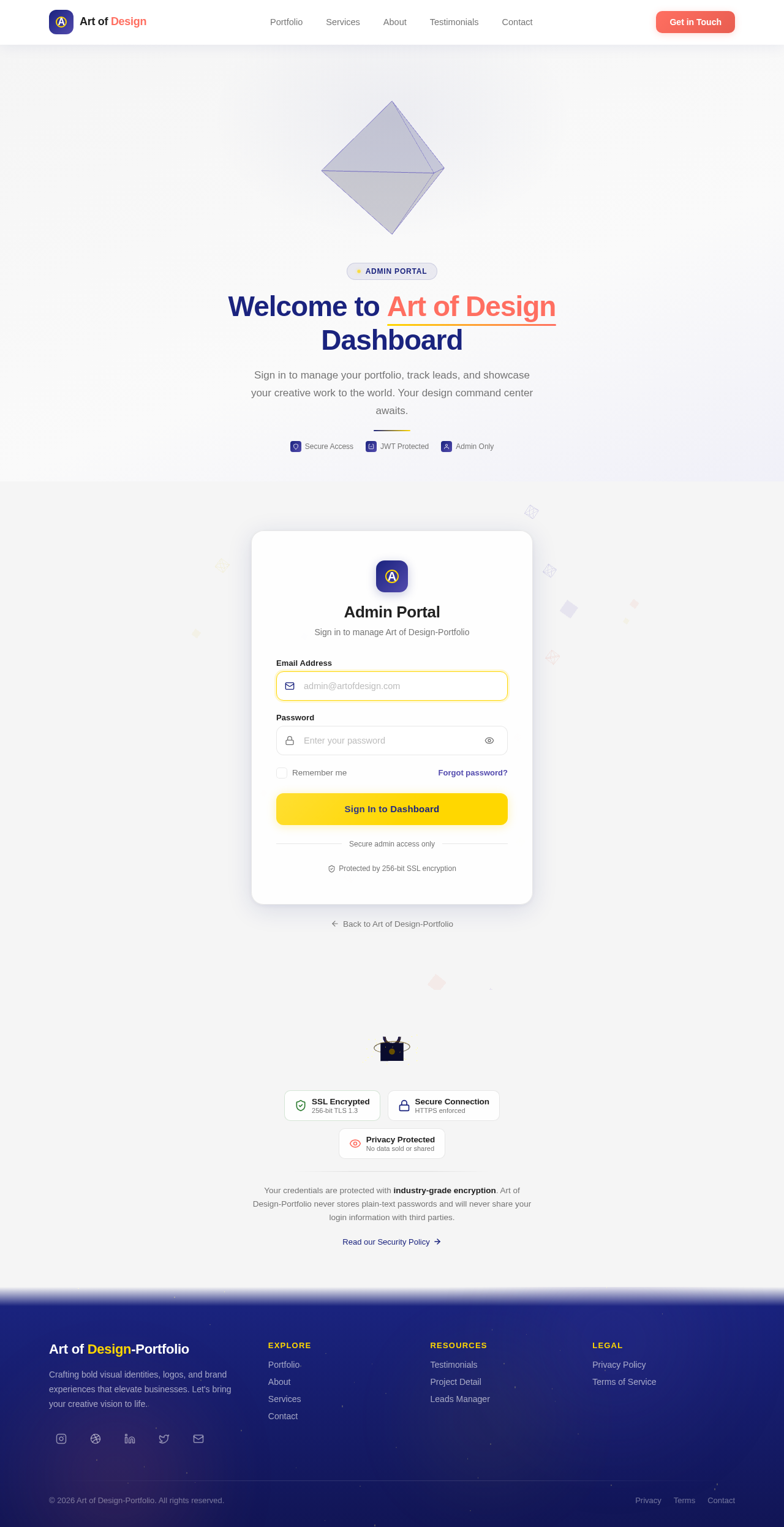 Admin Login design preview
