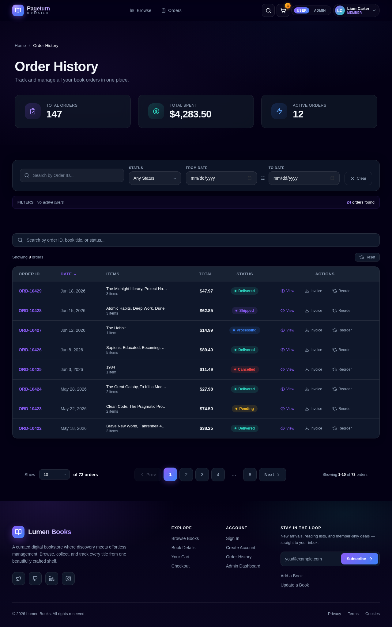 OrderHistory design preview