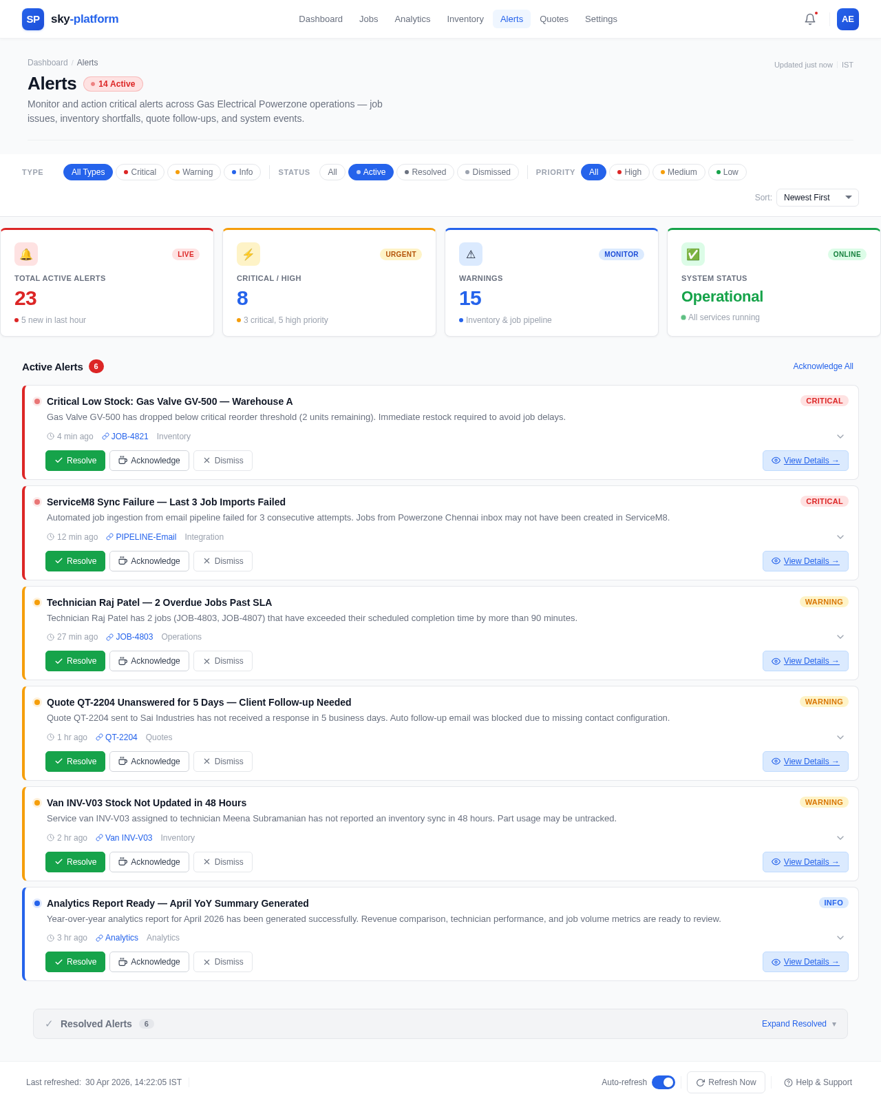 Alerts design preview