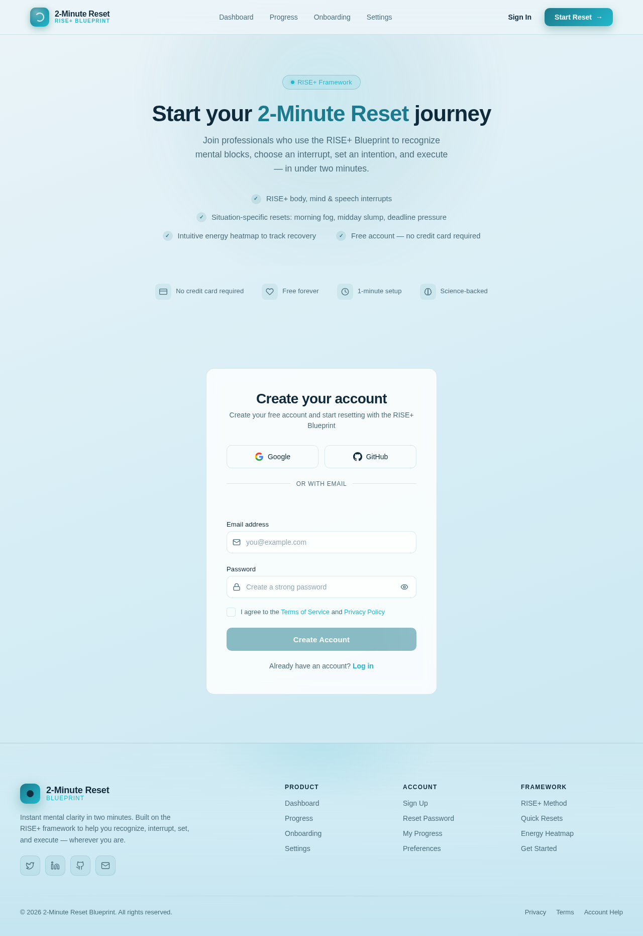 Signup design preview