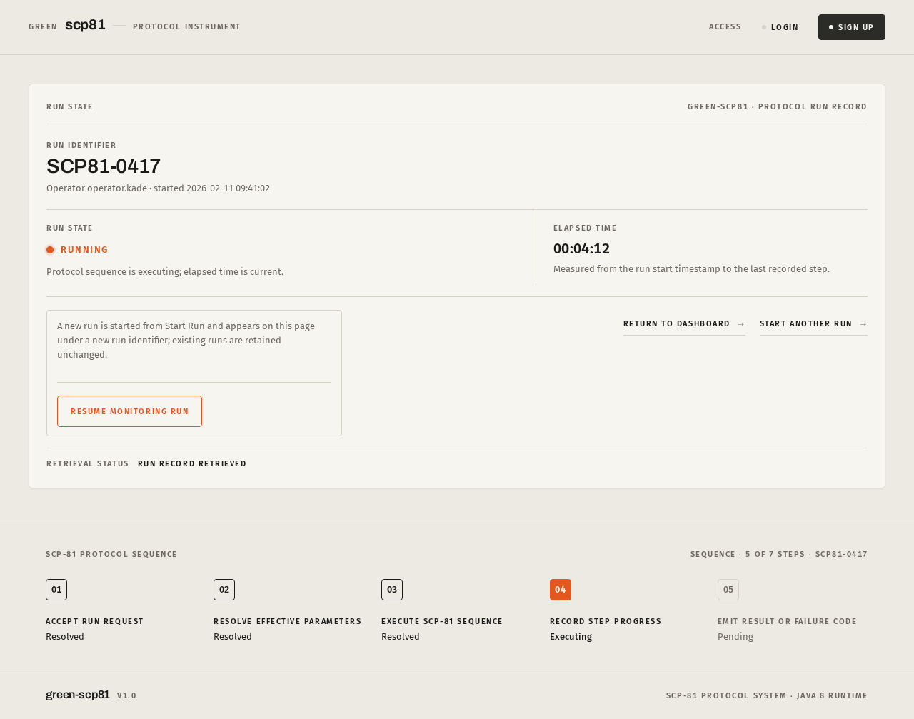 Run Status design preview