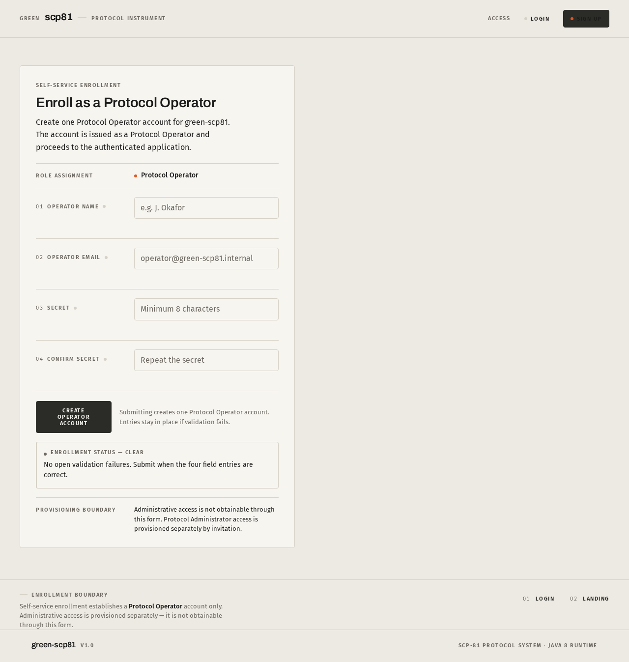 Sign Up design preview