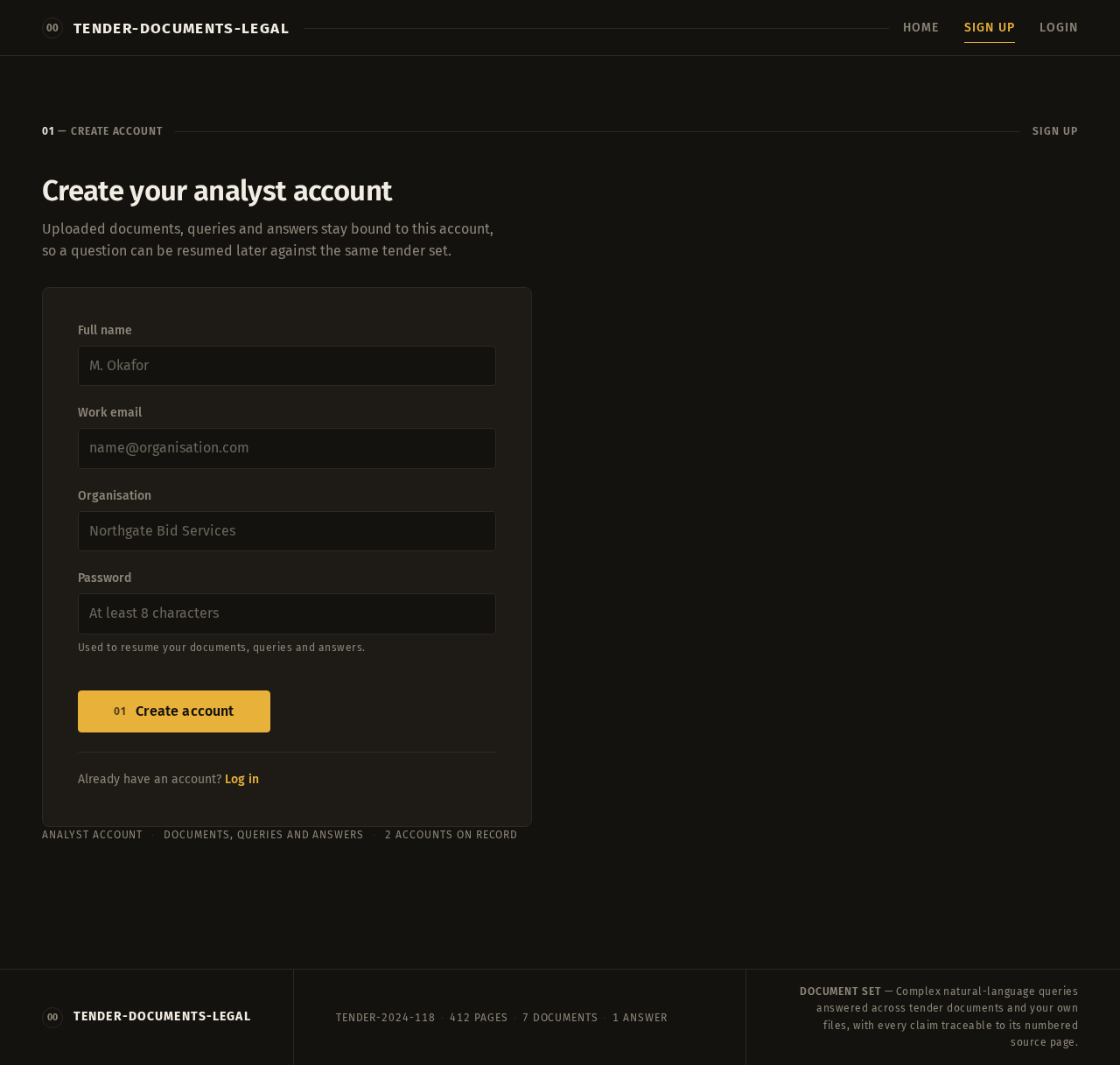 Sign Up design preview
