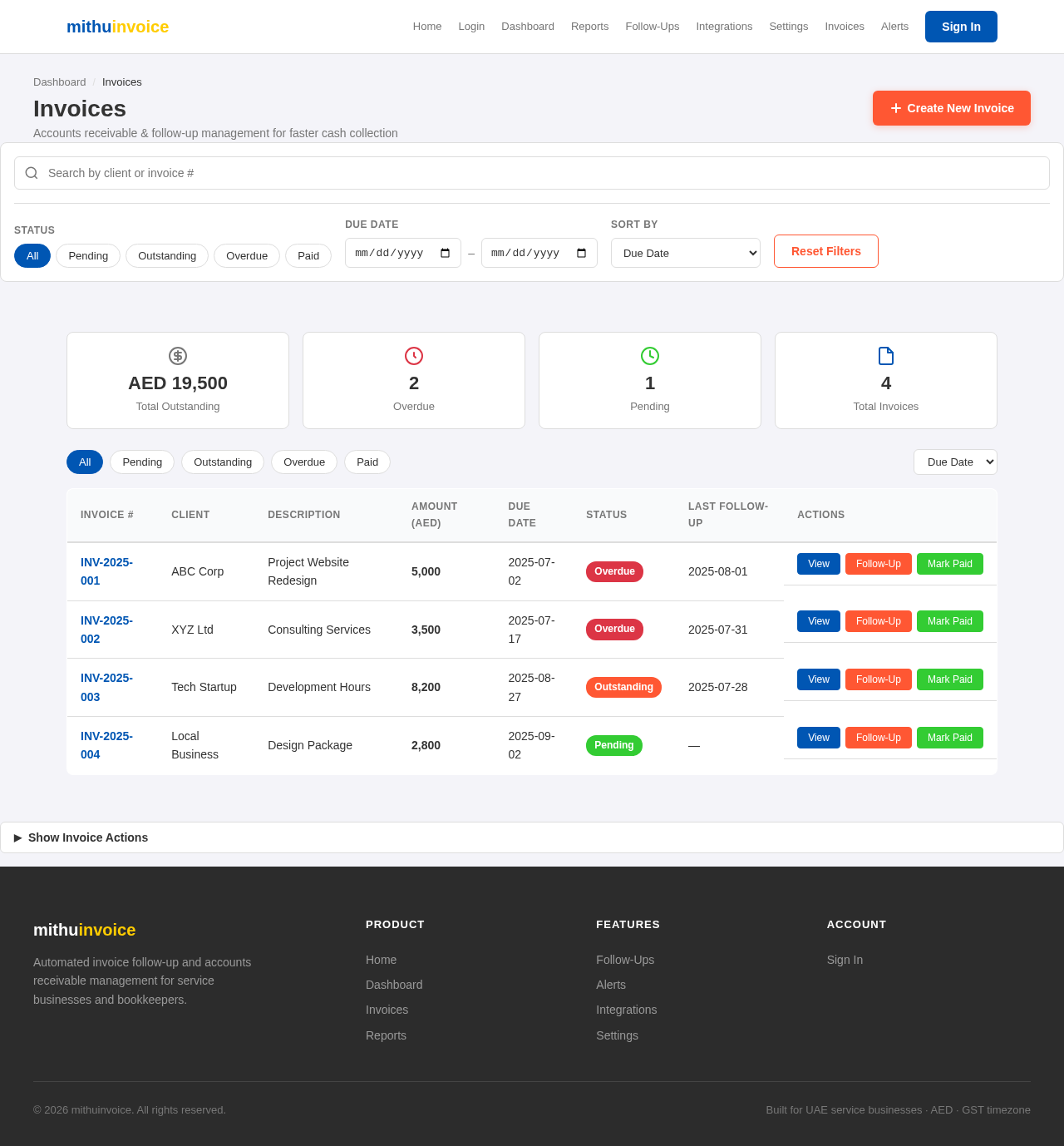 Invoices design preview