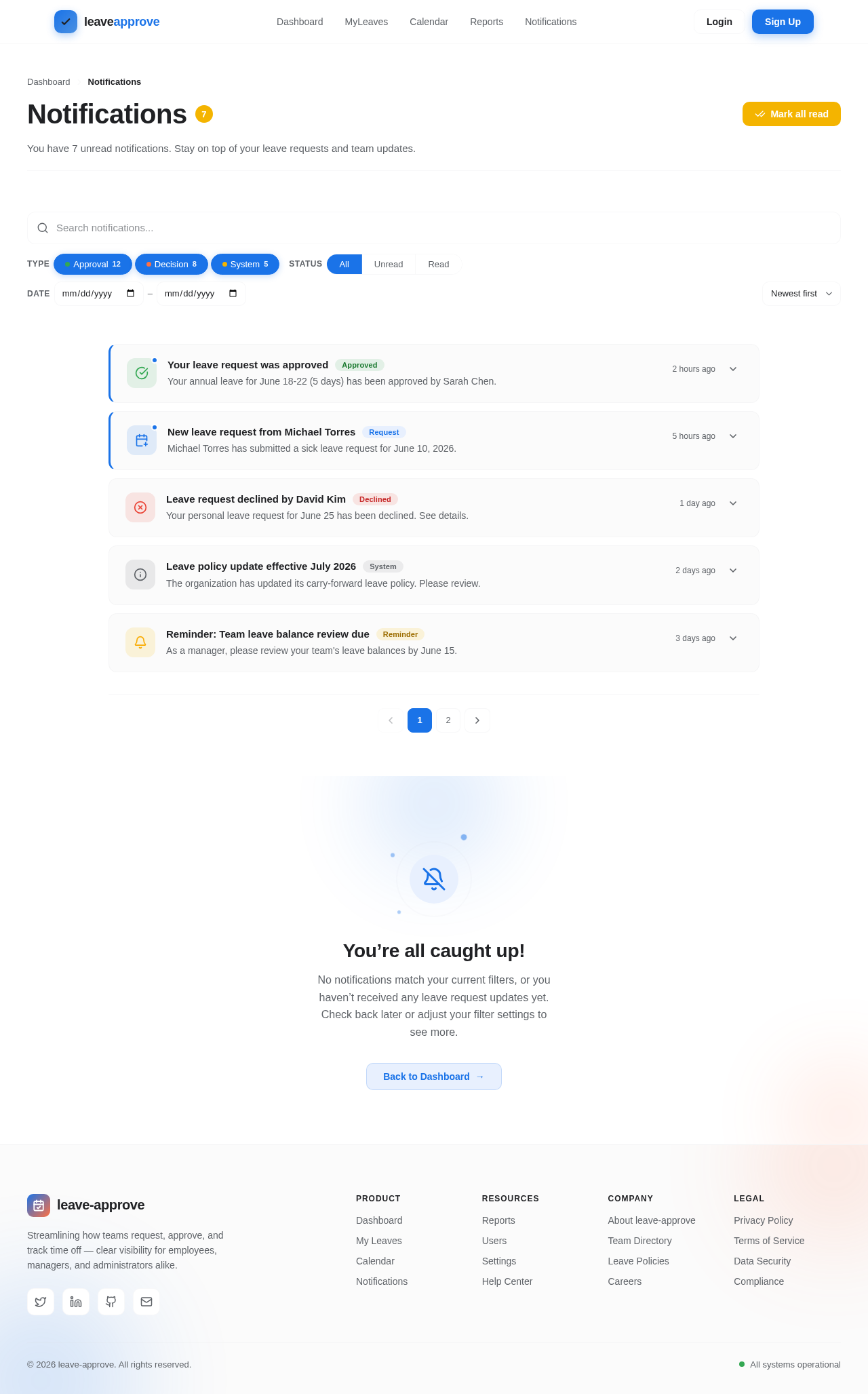 Notifications design preview