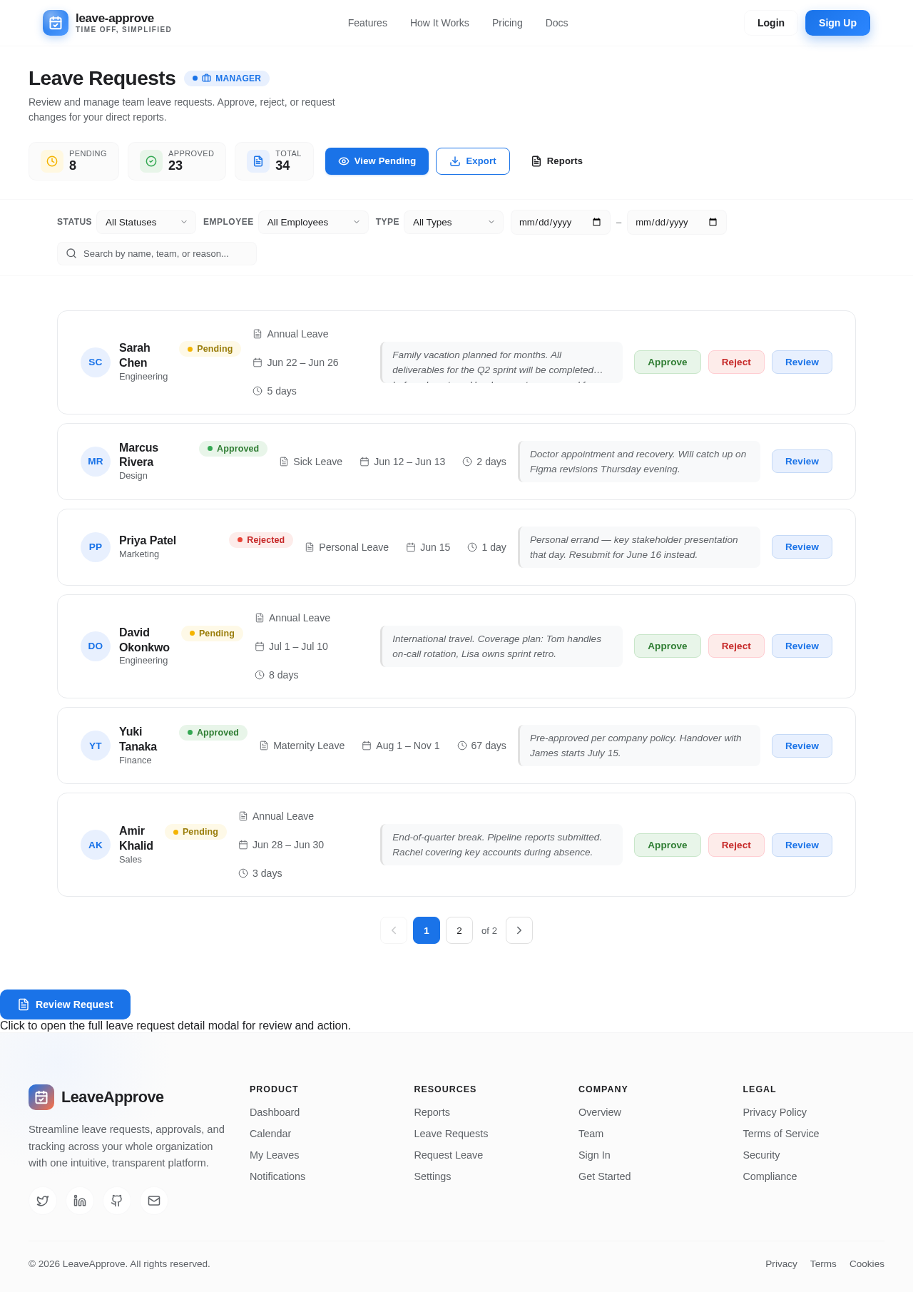 LeaveRequests design preview