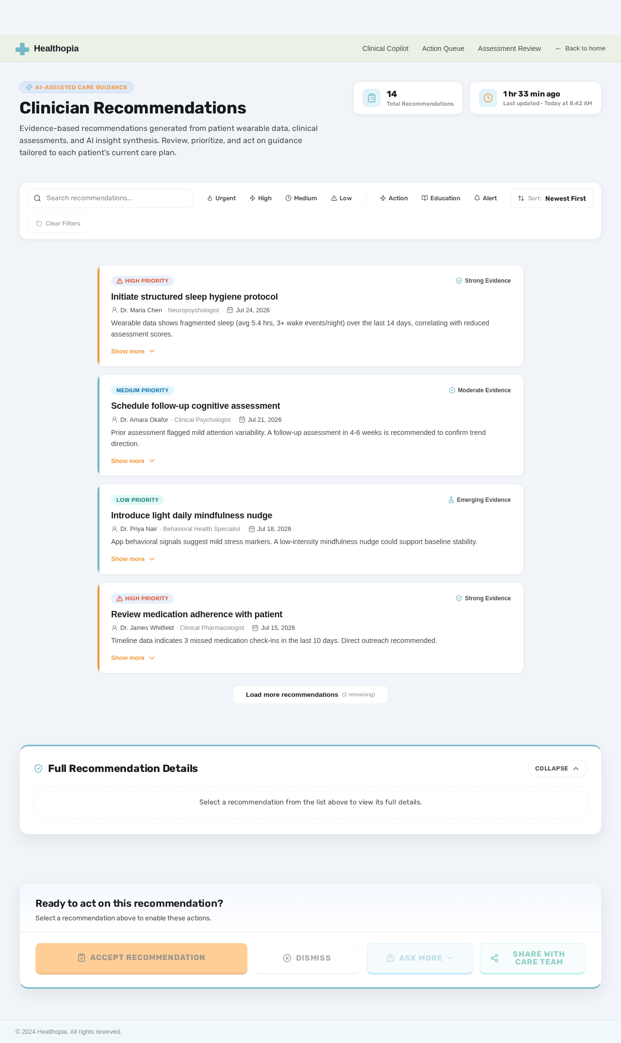 Recommendations design preview