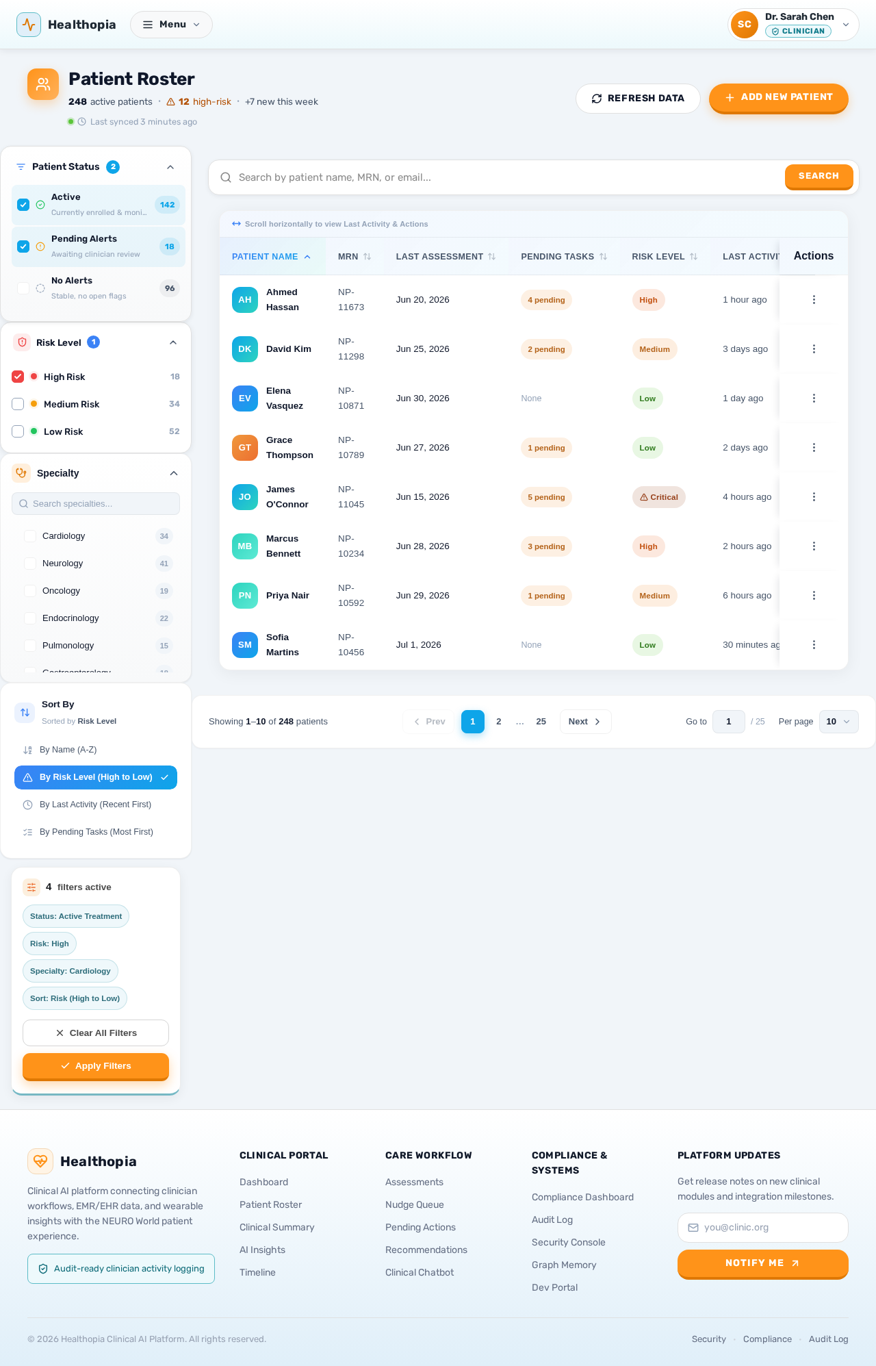 PatientRoster design preview