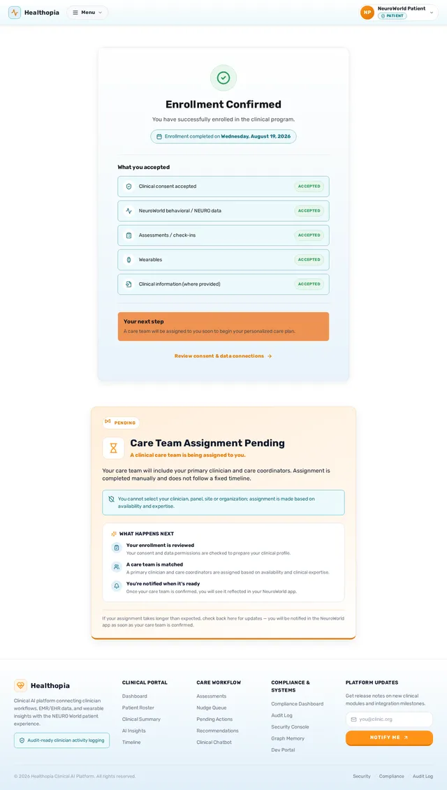 NeuroWorld Enrollment Confirmation