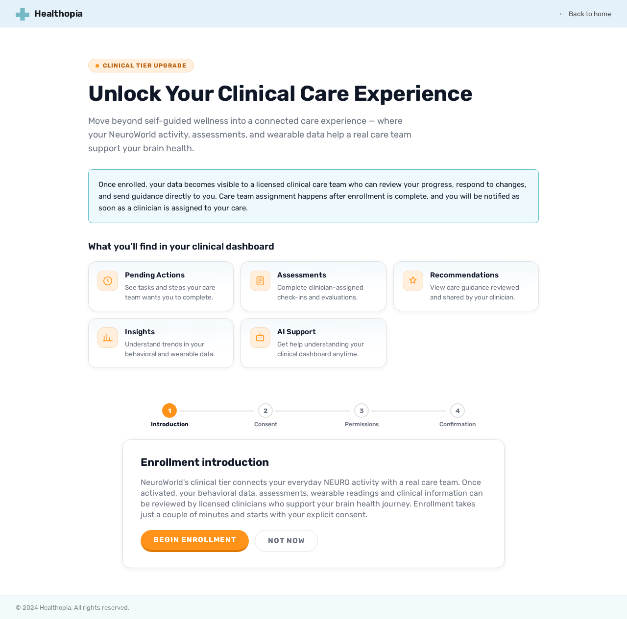 NeuroWorld Clinical Enrollment design preview