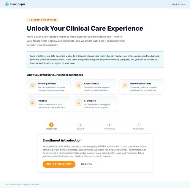 NeuroWorld Clinical Enrollment