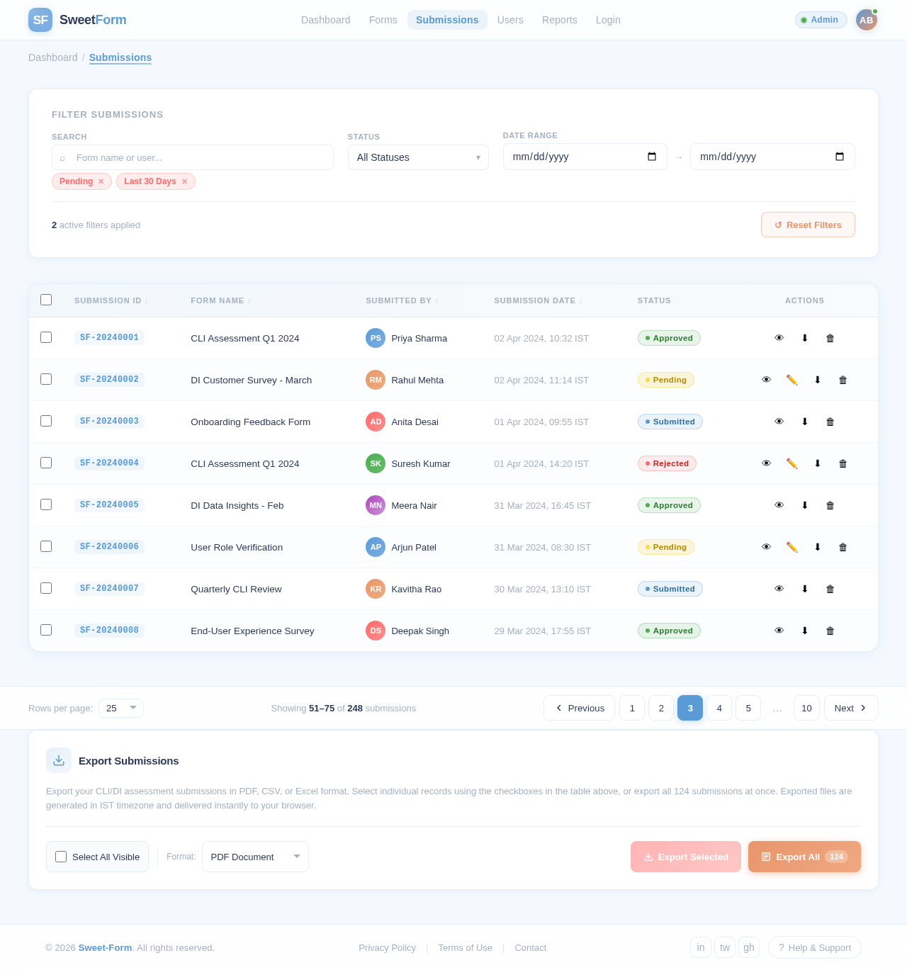 Submissions design preview