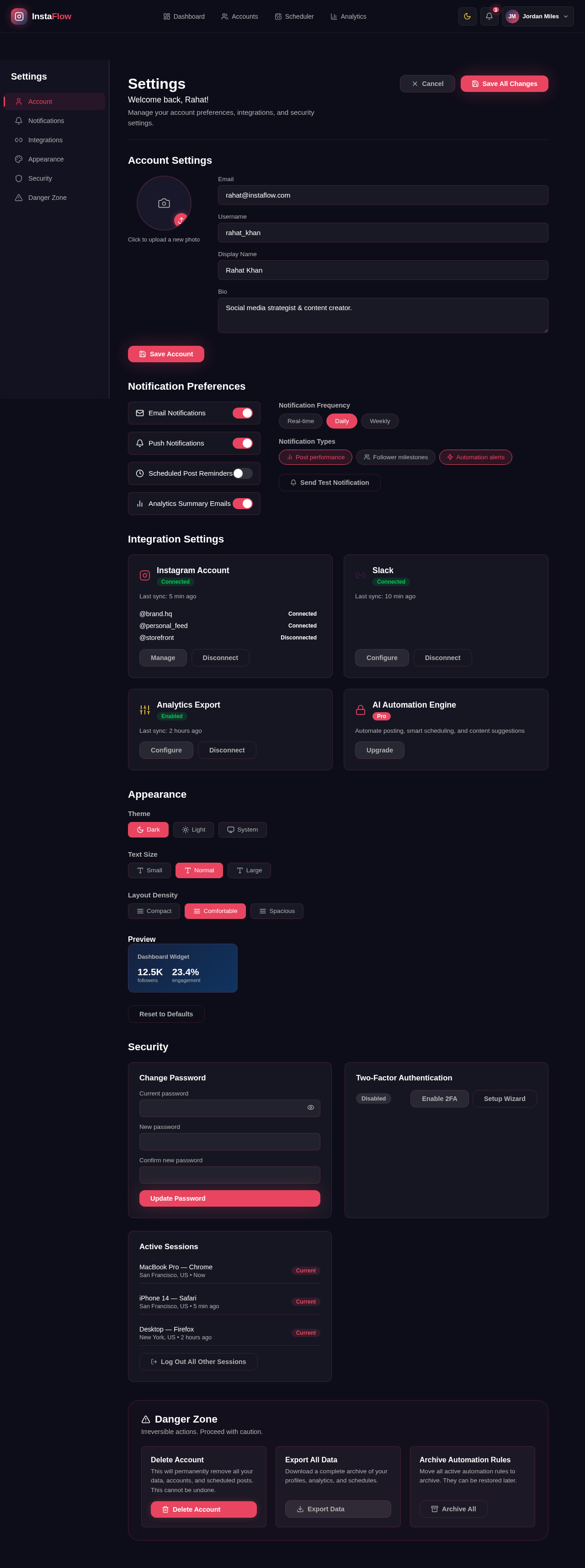 Settings design preview