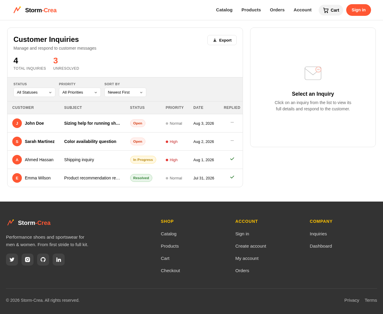 Inquiries design preview