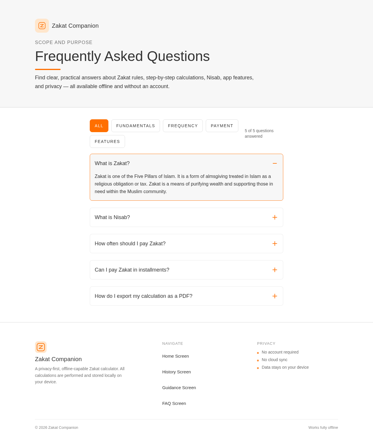 FAQ Screen design preview