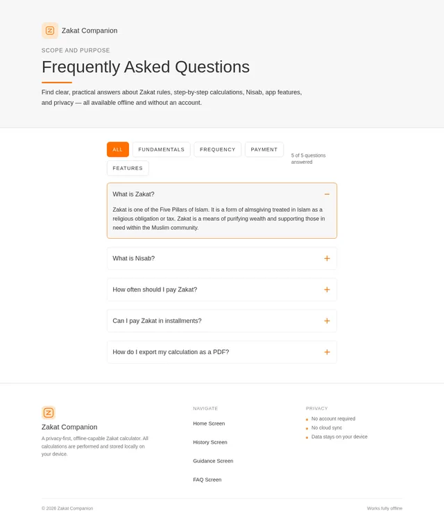 FAQ Screen