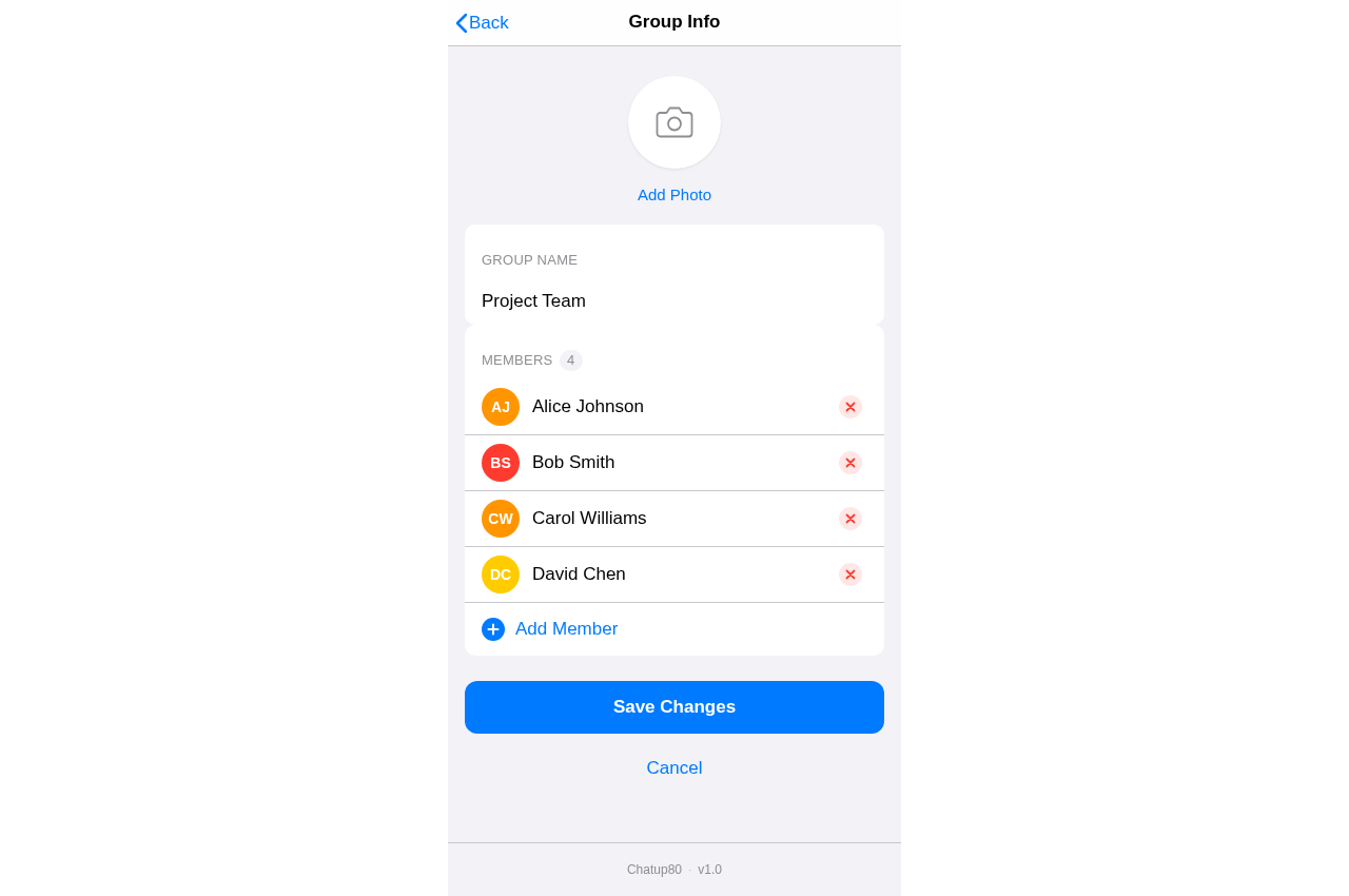 Group Info design preview
